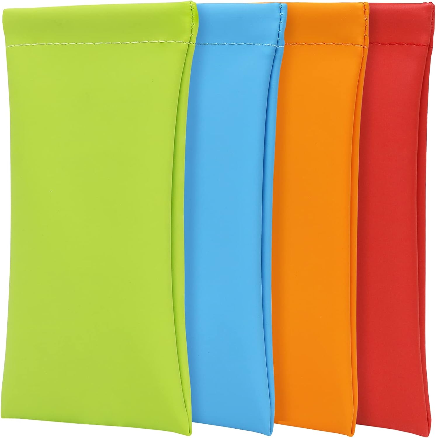 Glasses Case Squeeze Top Sunglasses Sleeve Pouch Leather Case Soft Slip in Eyeglasses Holder (4 Pack)