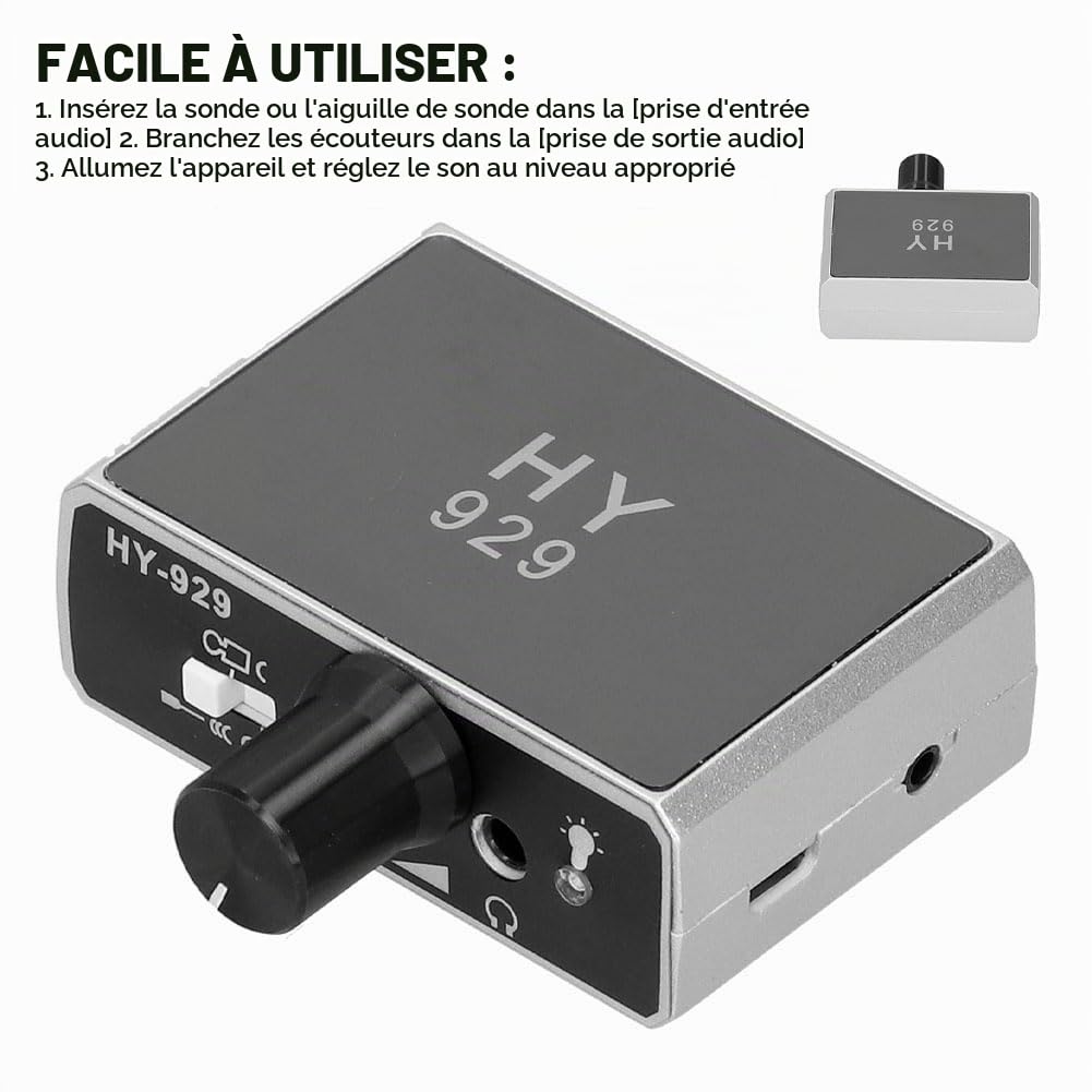 Tissting Détecteur de Fuite d'Eau Souterraine, Haute Résistance Détecteur de Fuite de Conduite d'Eau, Localisateur de Fuite d'Eau, Double Sonde, ABS + Métal, for Plomberie et Maintenance