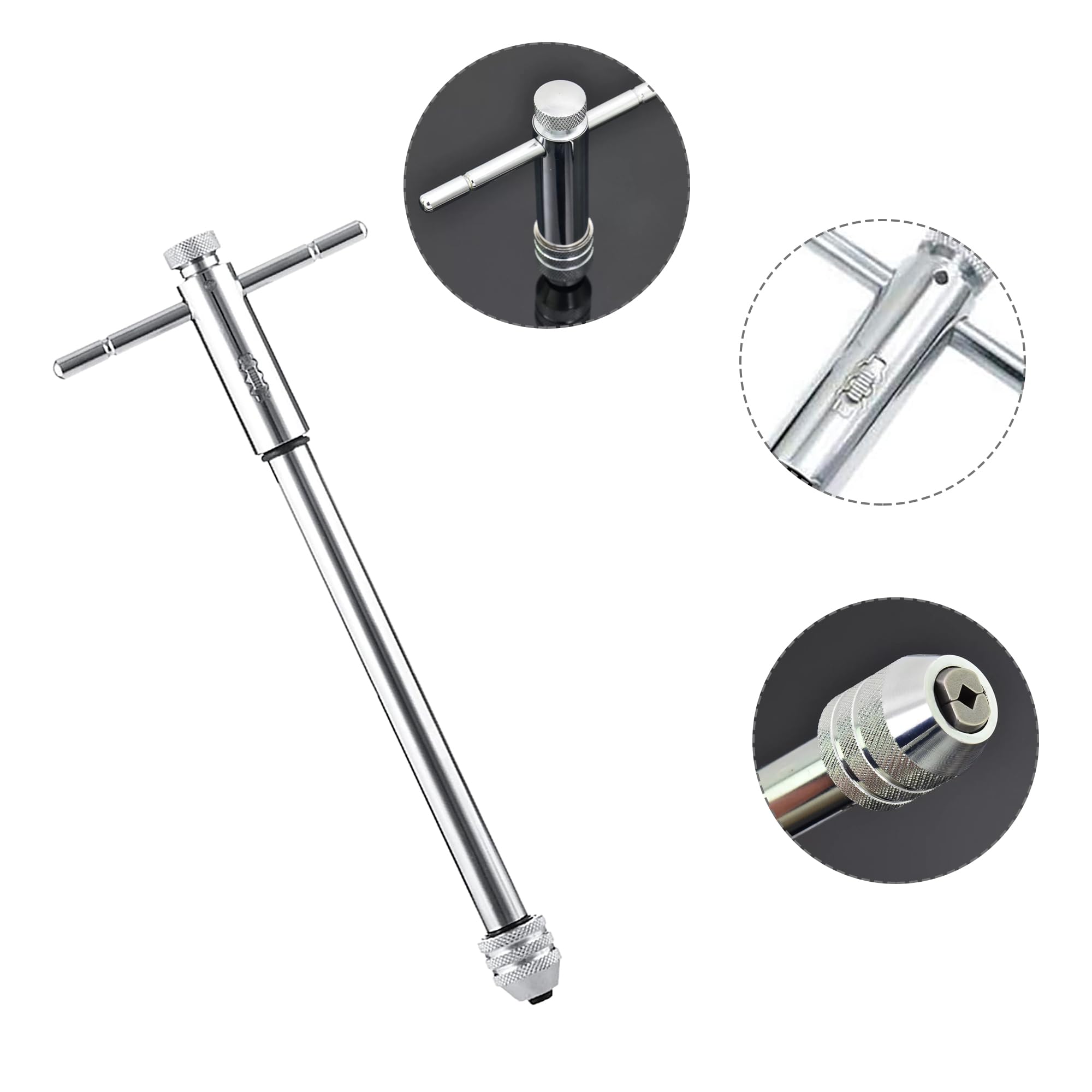 Rallonge de taraud, porte-outil avec poignée coulissante, pour taraud, longueur : M5 à M12, porte-outils avec poignée coulissante, pour taraud (argenté)