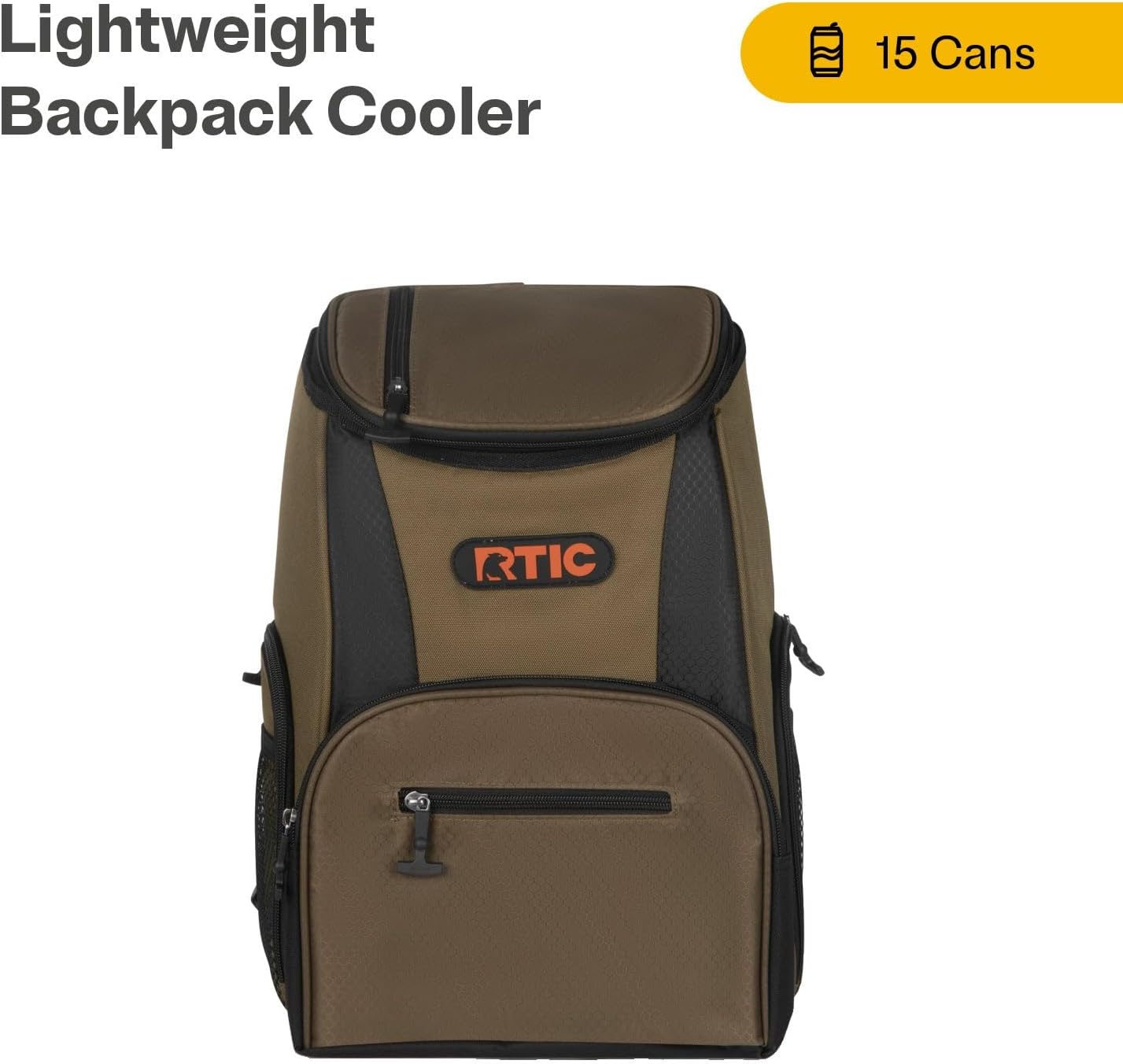 RTIC 15 Can Lightweight Backpack Cooler Soft Insulated Portable Bag for Lunch, Beach, Drink, Beverage, Travel, Camping, Picnic, Car, Hiking,