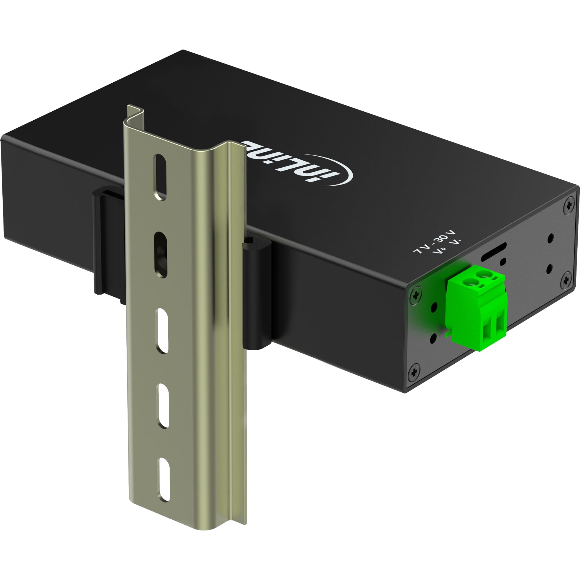 Inline Hub Industrial USB 3.2 Gen.1 con 7 Puertos, Carcasa de Aluminio, Montaje en Carril DIN, concentrador USB Activo con Fuente de alimentación, 5 GB/s, 35396B