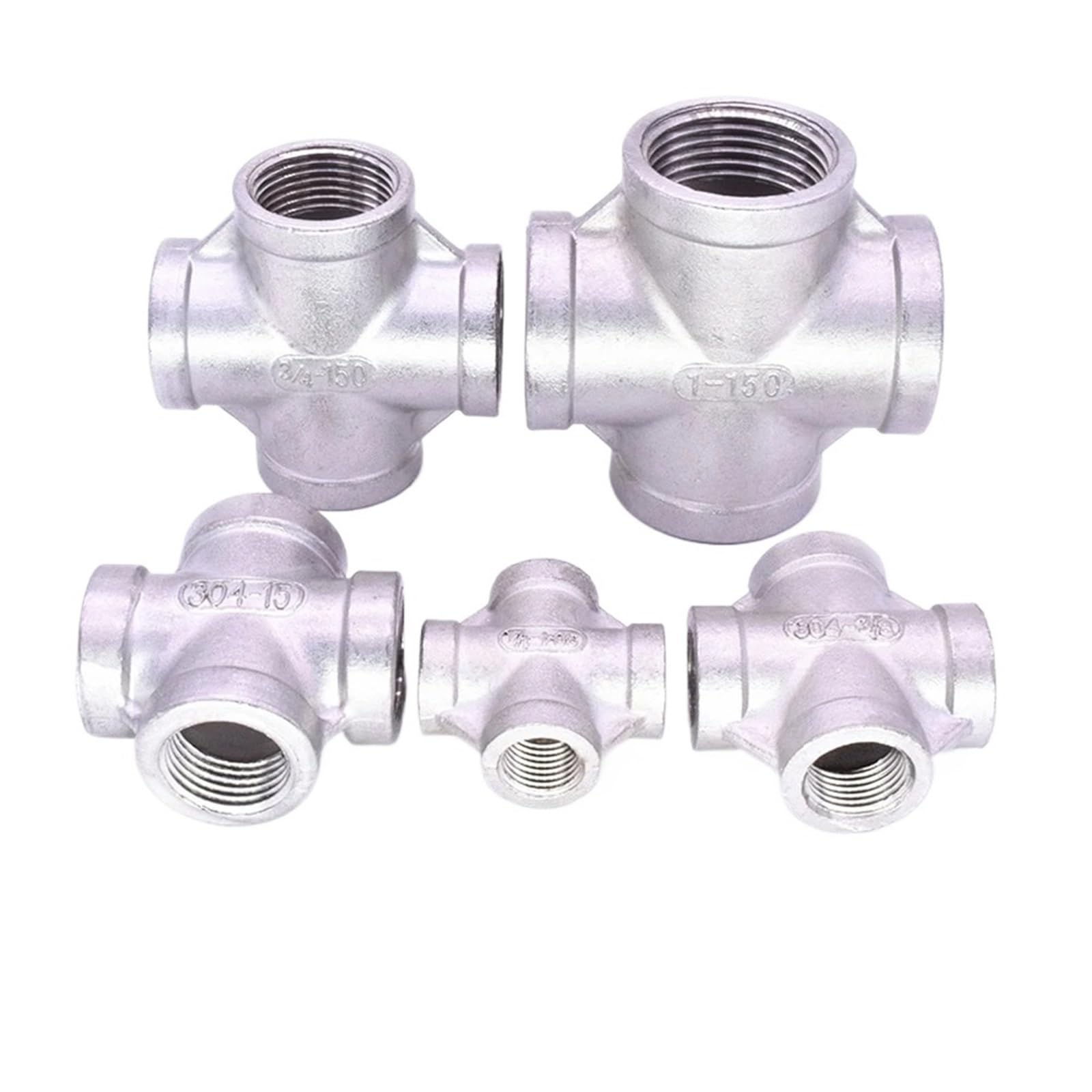 Raccord à 4 voies égal femelle DN32 en acier inoxydable 304 pour plomberie