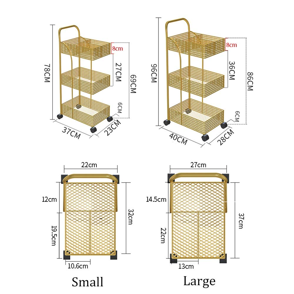 Scaffale da cucina a 3 ripiani con ruote, multiuso, per bagno, cucina e ufficio
