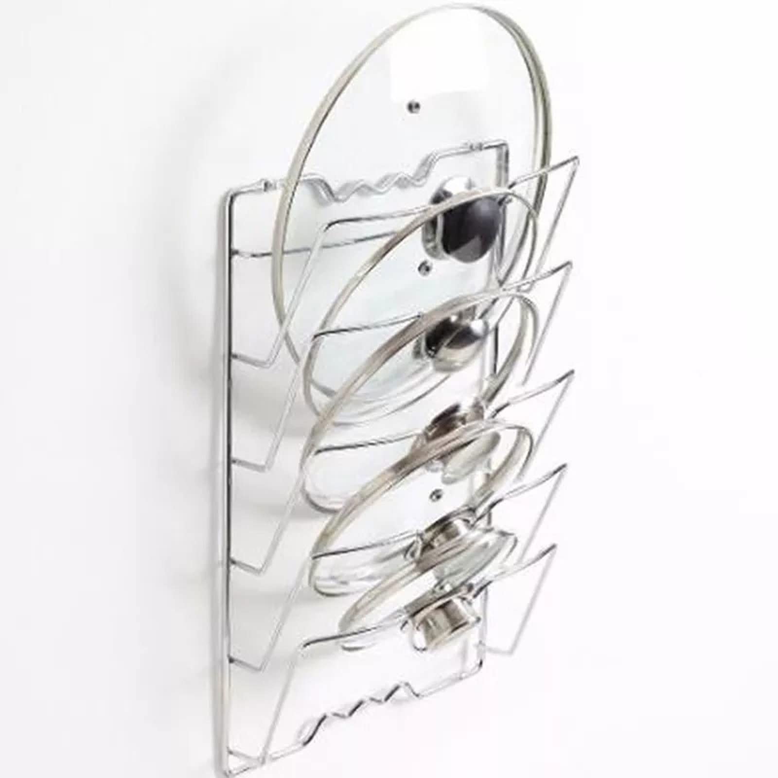 Scaffale da cucina in metallo con supporto per coperchio e porta cucchiaio, 5 ripiani, per utensili da cucina e utensili