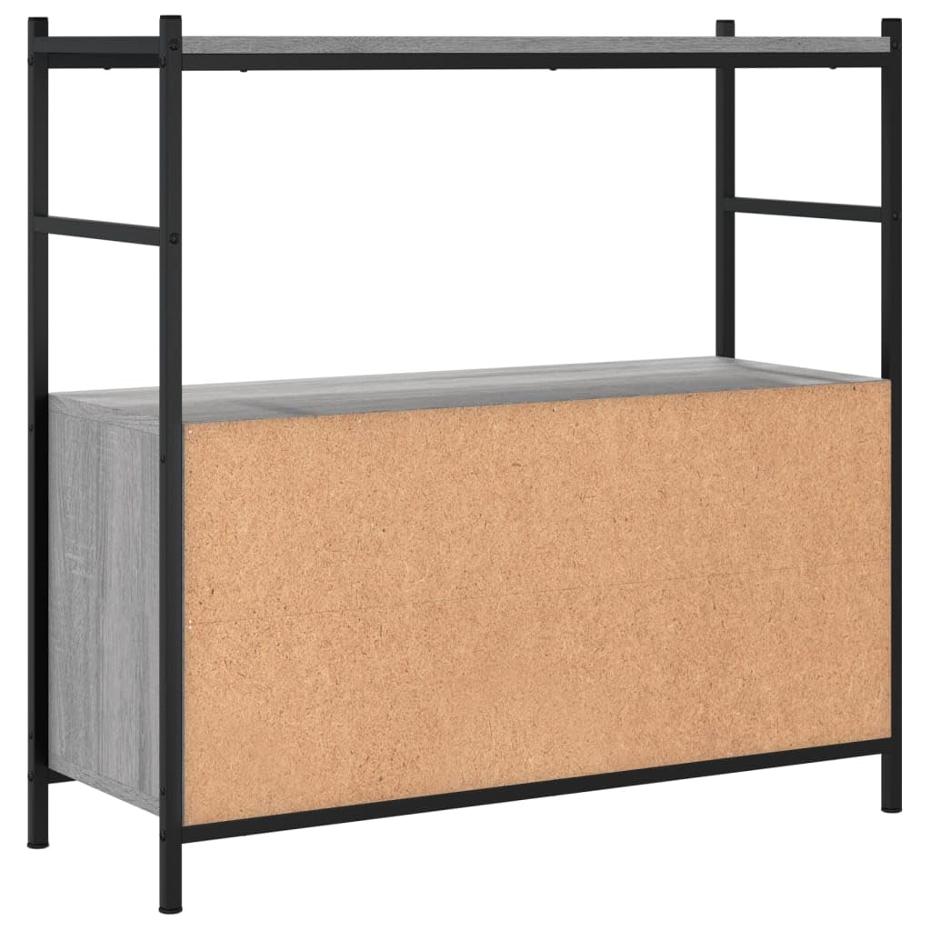 Estantería gris Sonoma 80 x 30 x 78,5 cm, estantería de pie de madera y hierro, estable estantería de oficina de estilo industrial, robusta estantería de salón para libros y decoración