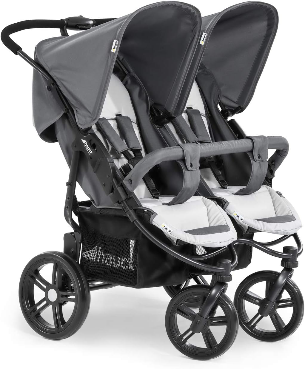 Hauck Roadster Duo Slx - Twin Chair For Twins And Brothers From 0 Months (Combinable With Soft Carrycot) To 30 Kg (2X 15Kg) Width 76cm, Ultracompact Folding, Grey Silver (Grey)