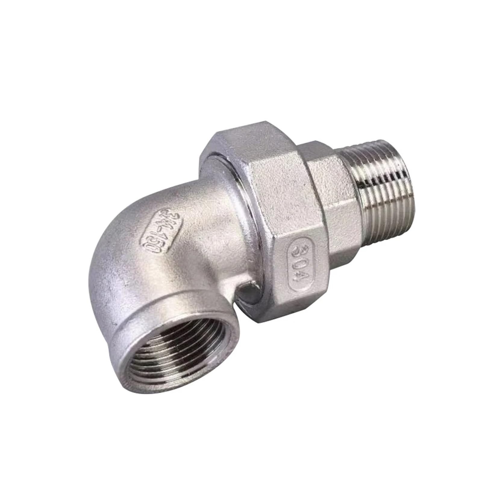 1/4” 3/8” 1/2” 3/4 1 Male & Female 90 Degree Elbow BSP Thread 304 Live Joint Coupling Union Connector Pipe Fitting for Tube(1")