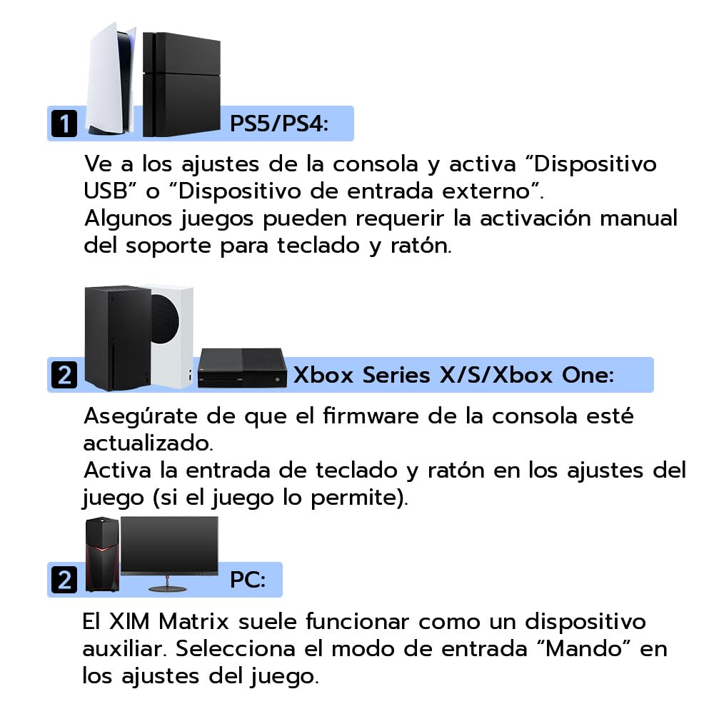 XIM Matrix Adaptador Multientrada para Teclado y Ratón, Convertidor de Puerto para PS5, Xbox Series X/S, Xbox One, PS4 y PC