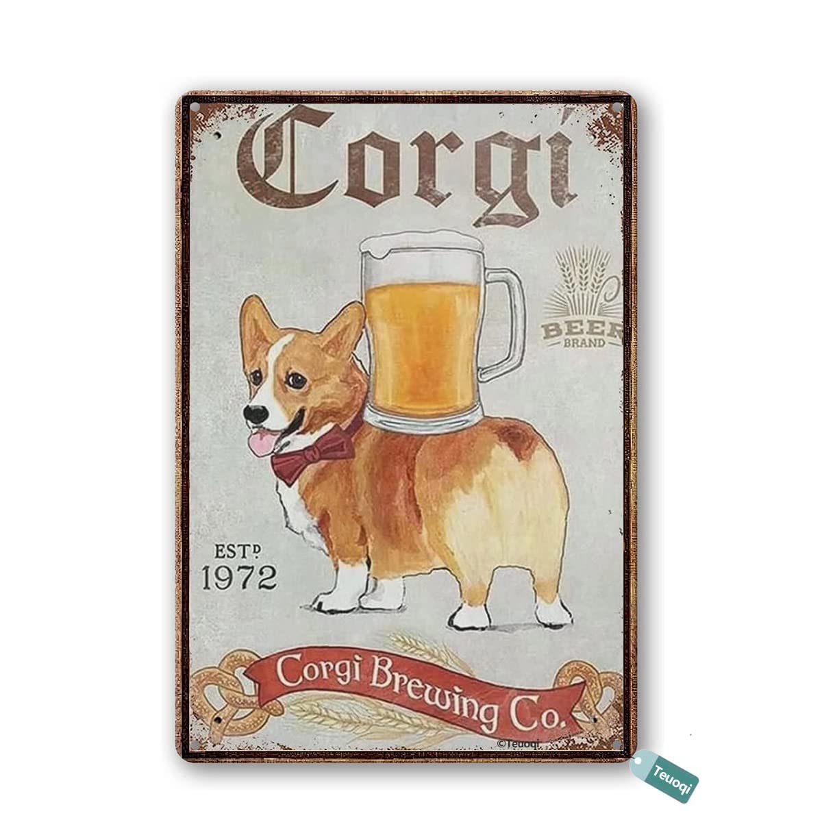 Amazon.com: SaNavie Vintage Tin Sign Beer Corgi Metal Tin Sign
