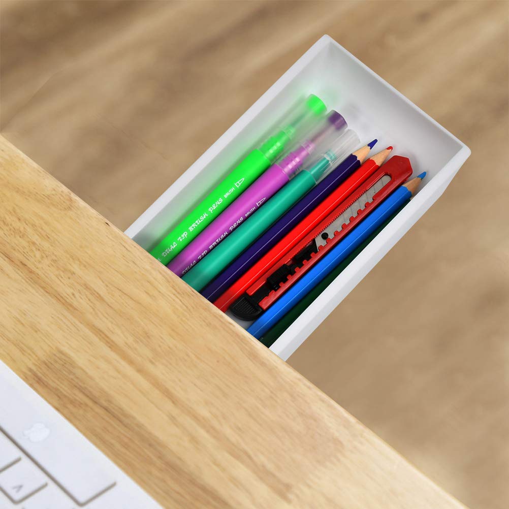 Cajones Autoadhesivos 2Pcs Cajones para Debajo del Escritorio, Organizador de Escritorio, Bandeja para Lápices, Cajón Invisible, Soporte de Escritorio para Oficina, Organizador Pequeño Debajo de Mesa