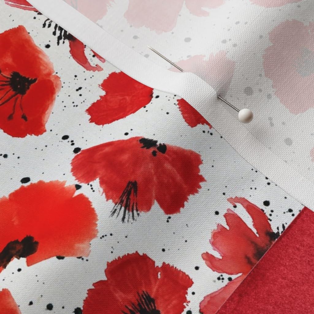 Spoonflower Fabric - Red Cardinal Poppy Angels are Near Gray White Quilt Topper Wholecloth Printed on Petal Signature Cotton Fabric by The Yard - Sewing Quilting Apparel Crafts Decor