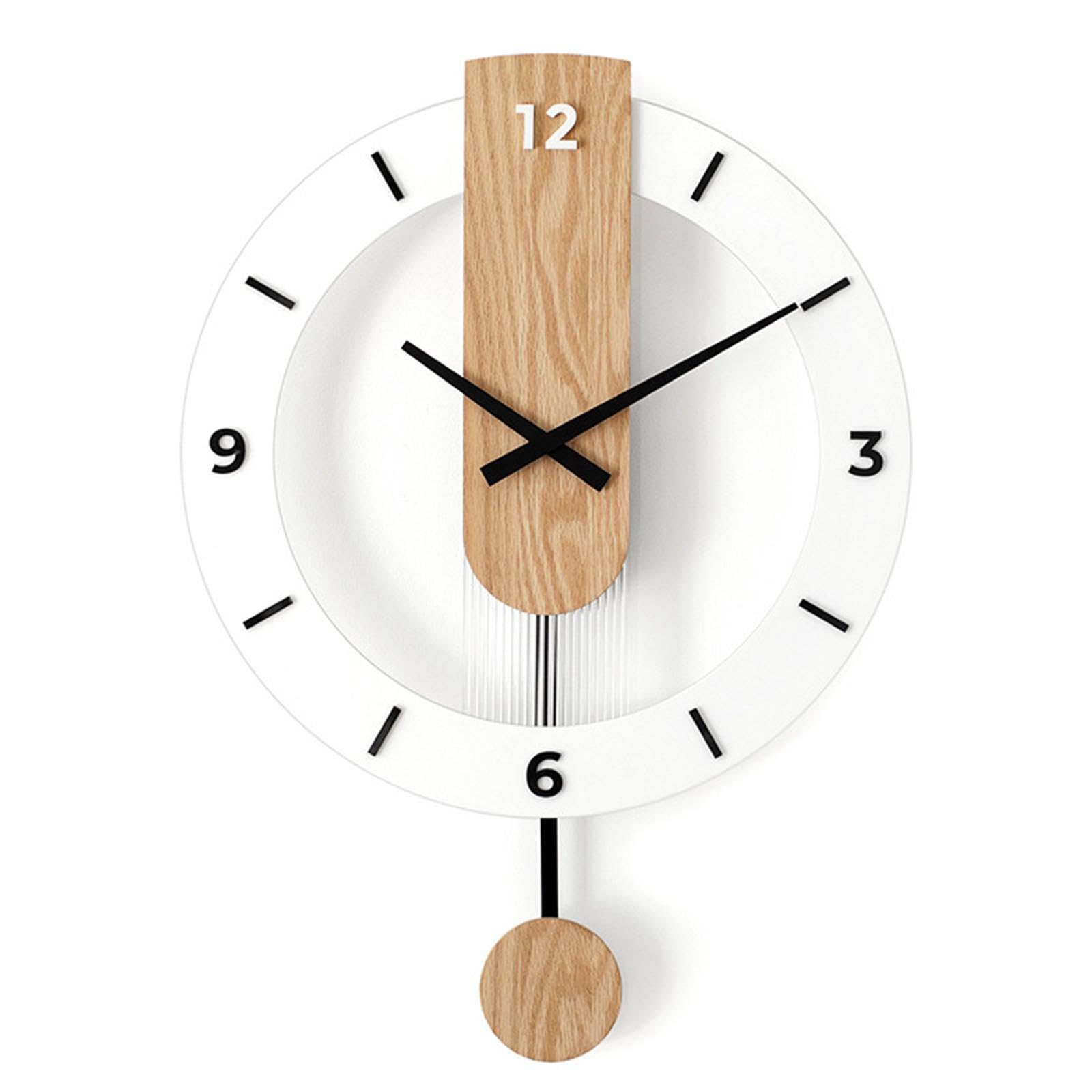 Sharplace Pendeluhr aus Holz, Wanduhr, Dekoration, dekorativ, geräuschlos, 39,4 x 54,4 cm, für Esszimmer, Einweihungsgeschenk, arabische Ziffern