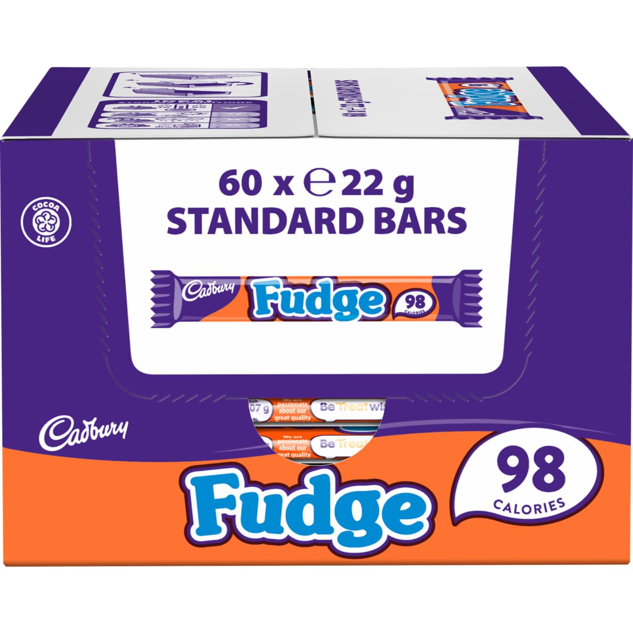 Cadbury Fudge Chocolate Bar 22g (Pack of 60 Bars) - Fudge Covered With Milk Chocolate