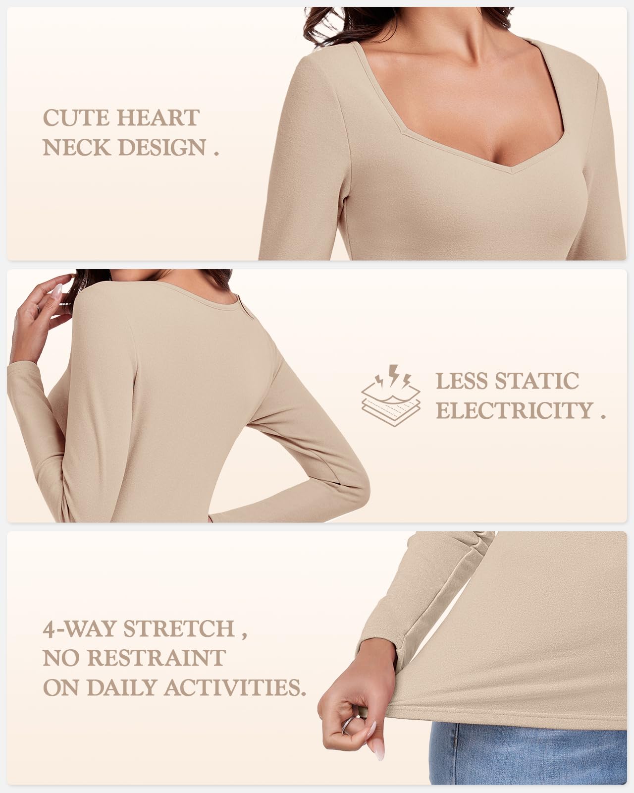 Camiseta térmica de Manga Larga para Mujer Forro Polar Ropa Interior cálida para Invierno