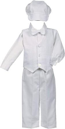White Poly-Cotton Weaved Vest, Bow and Pant Set
