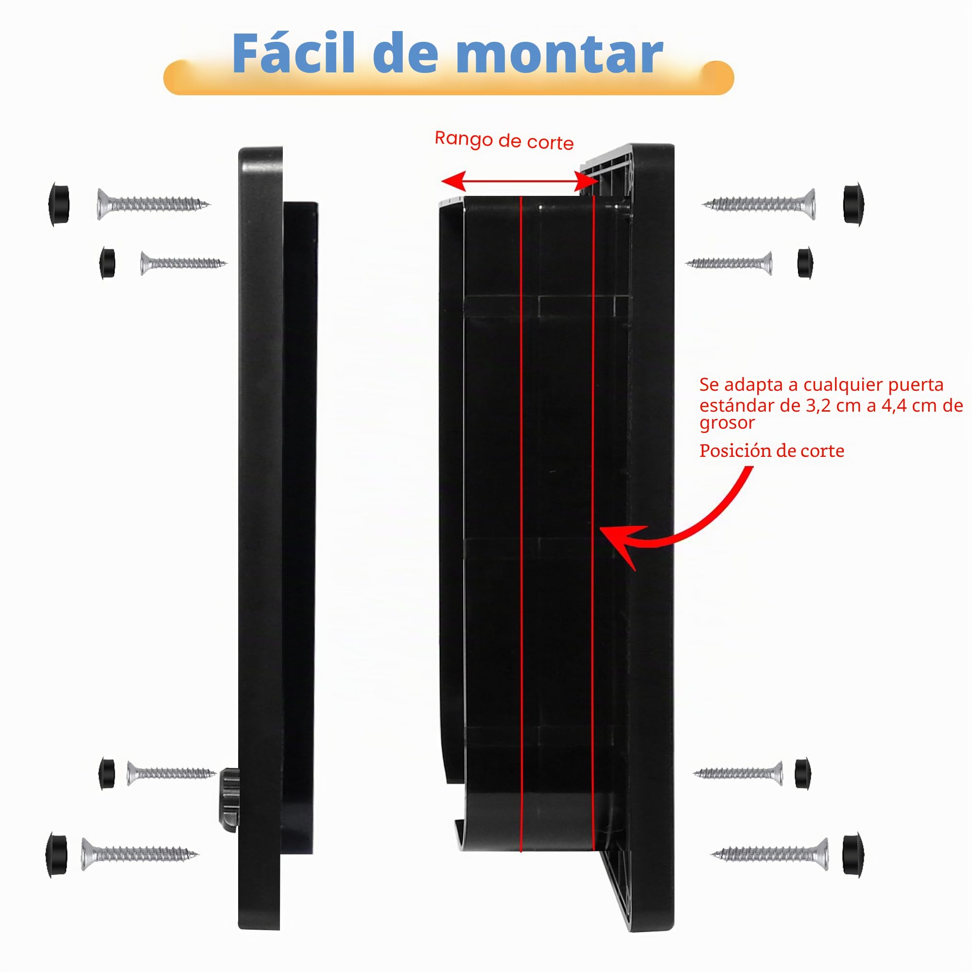 Puerta XL para gatos Wordcam, puerta fuerte para puertas interiores y exteriores, bloqueo de 4 vías, puerta para mascotas hasta 25 libras, gatos, gatitos, perros, fácil instalación, resistente a la