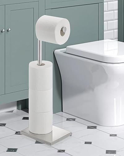 Miniatura 8 de Naturous - Soporte para papel higiénico, soporte de papel higiénico con reserva para baño, base pesada, cromado