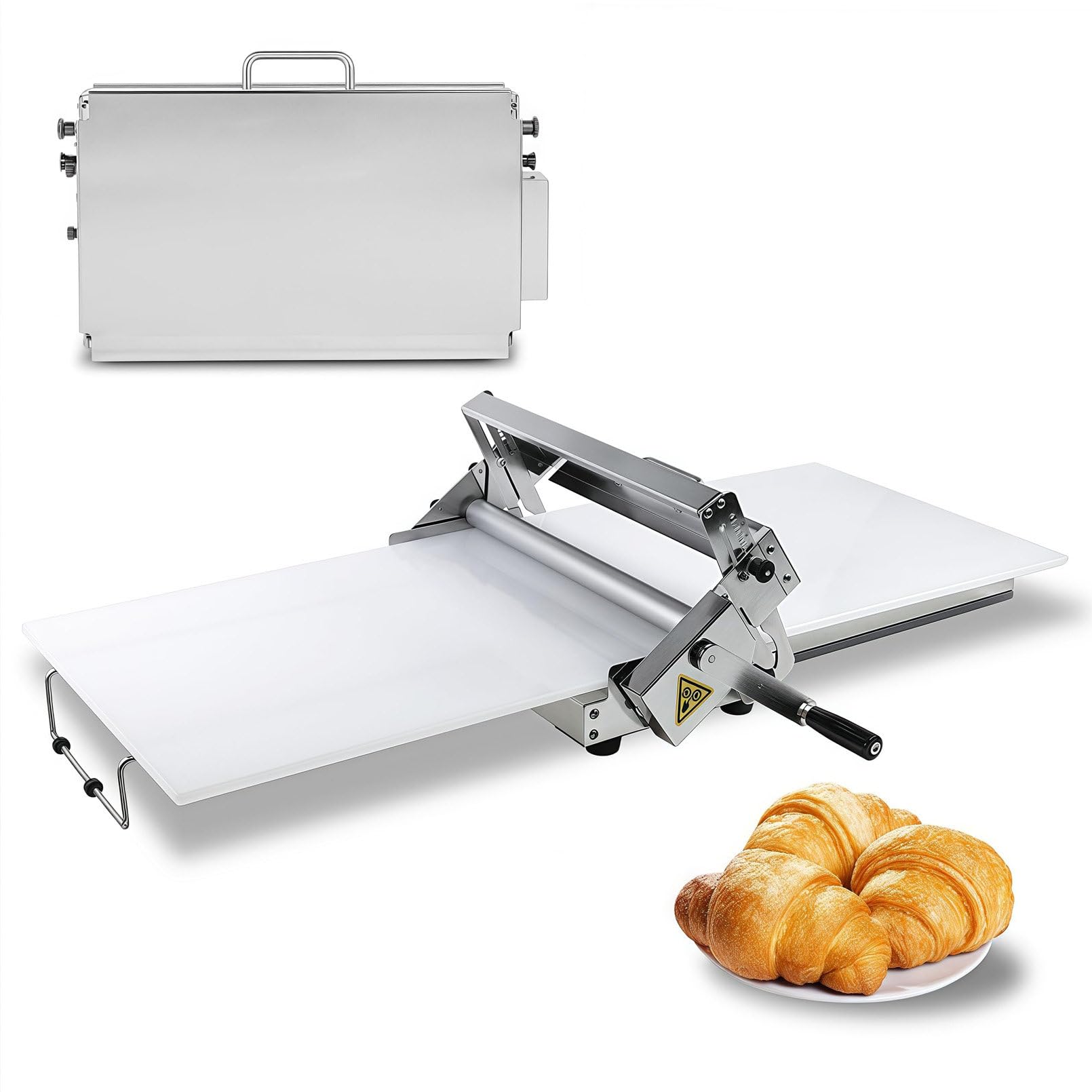 Amasador Manual de Acero Inoxidable con Tabla Grande de 60×30 cm/90×40 cm, Grosor Ajustable de 0 a 25 mm, Rodillo de repostería Plegable Profesional para panadería y Pizza. Model300