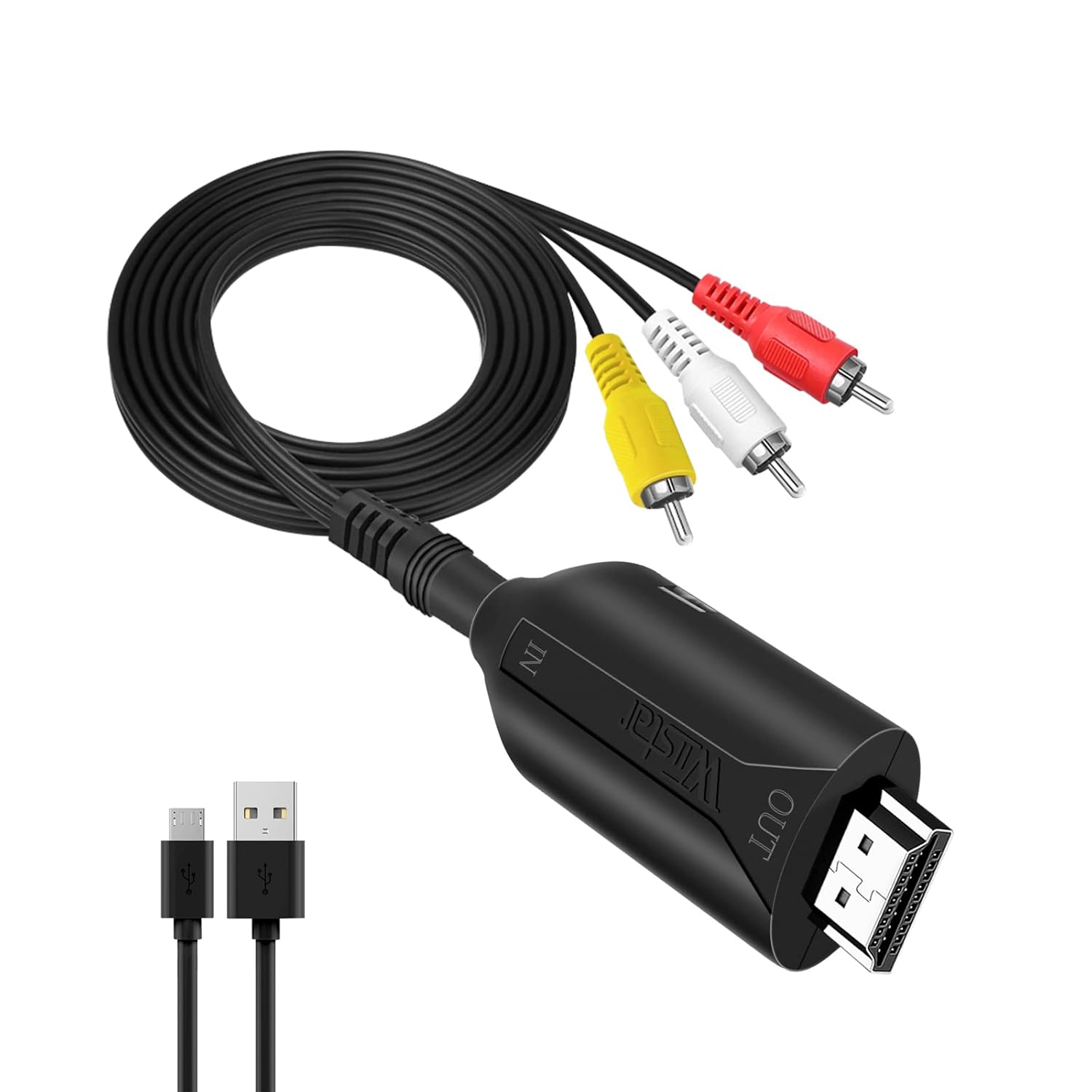 RCA to HDMI Converter, 1080P AV to HDMI Converter Composite CVBS 3RCA