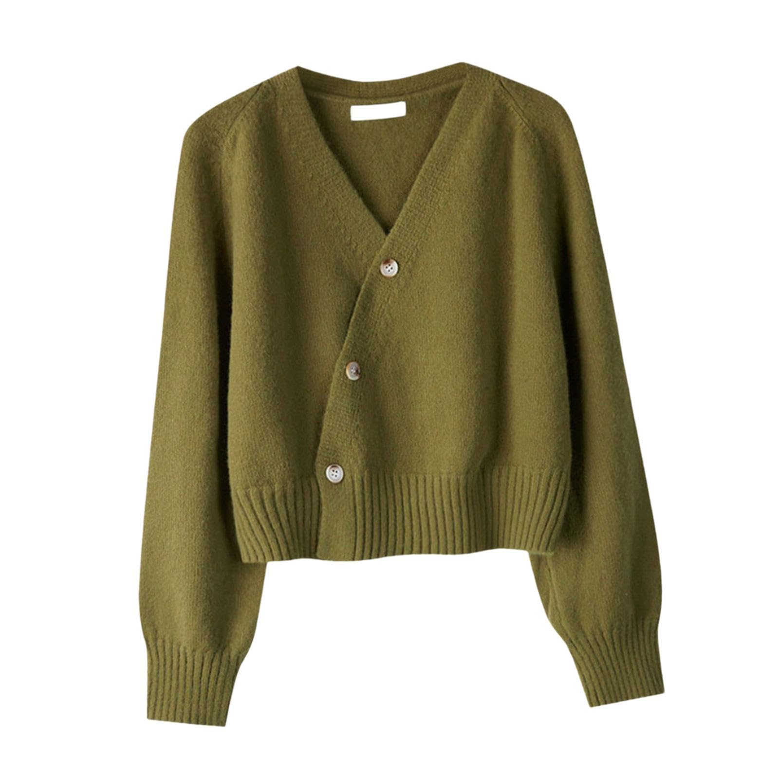 Womens Cardigan Sweater for Fall Winter Jacket Clothes V Neck Crop Green| Sweaters| Clothing |Clothing Shoes & Accessories-image-35