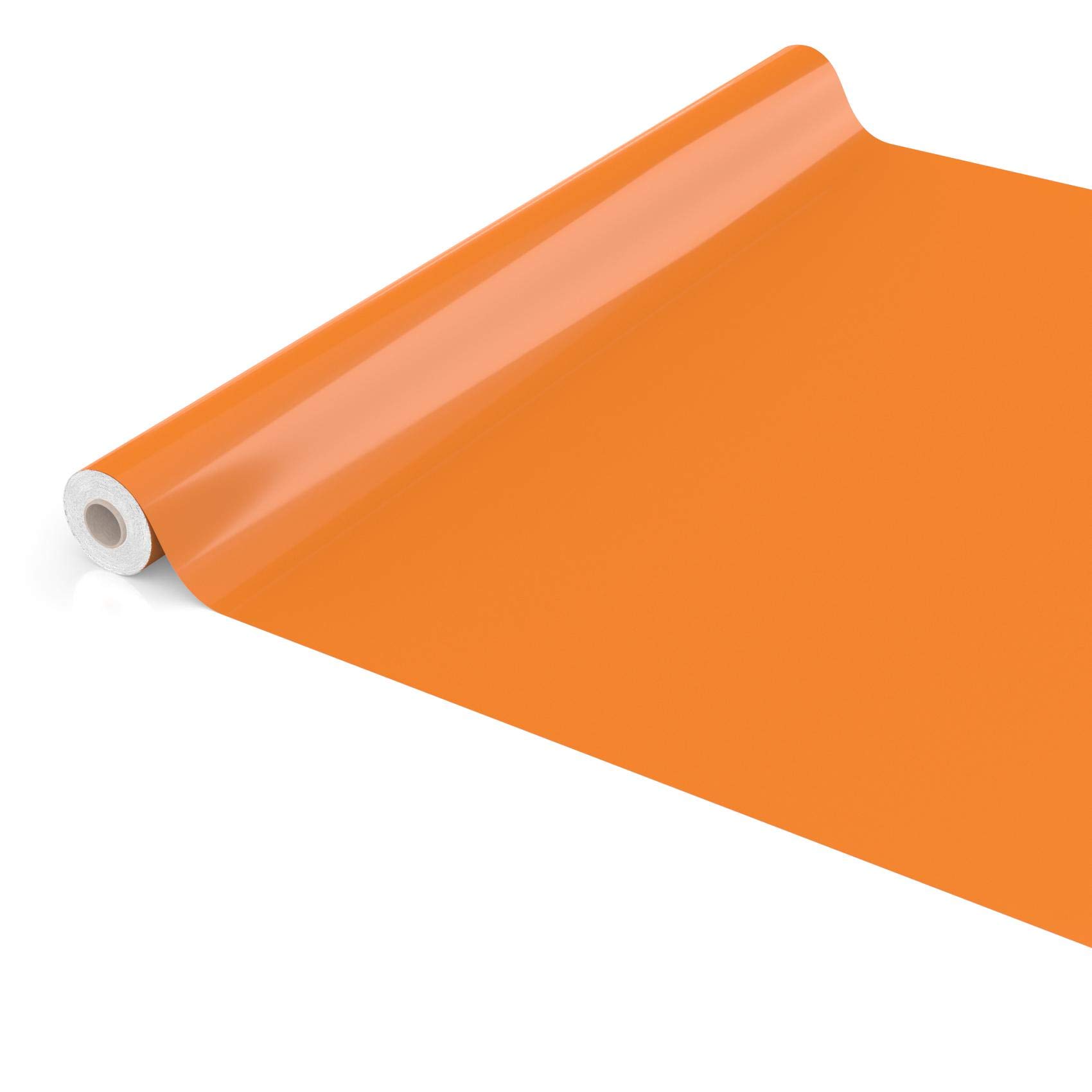 Anro - Mantel de hule lavable de color liso brillante, toalla, naranja, Schnittkante 350 x 140cm