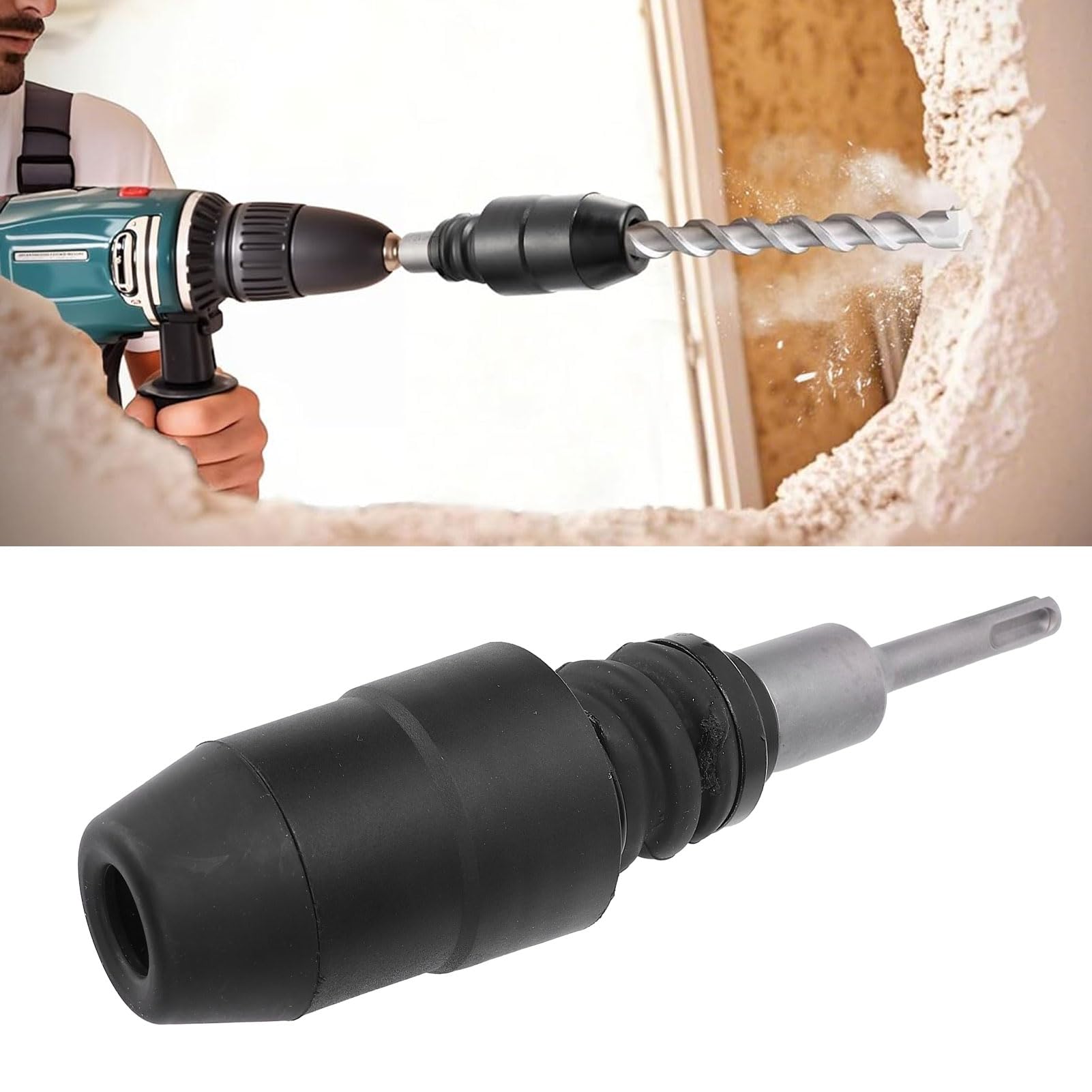 Adapter SDS Plus do SDS Max, konwerter ze stali stopowej 8 1/4 cala do młotów udarowo-obrotowych, prac betoniarskich i rozbiórkowych