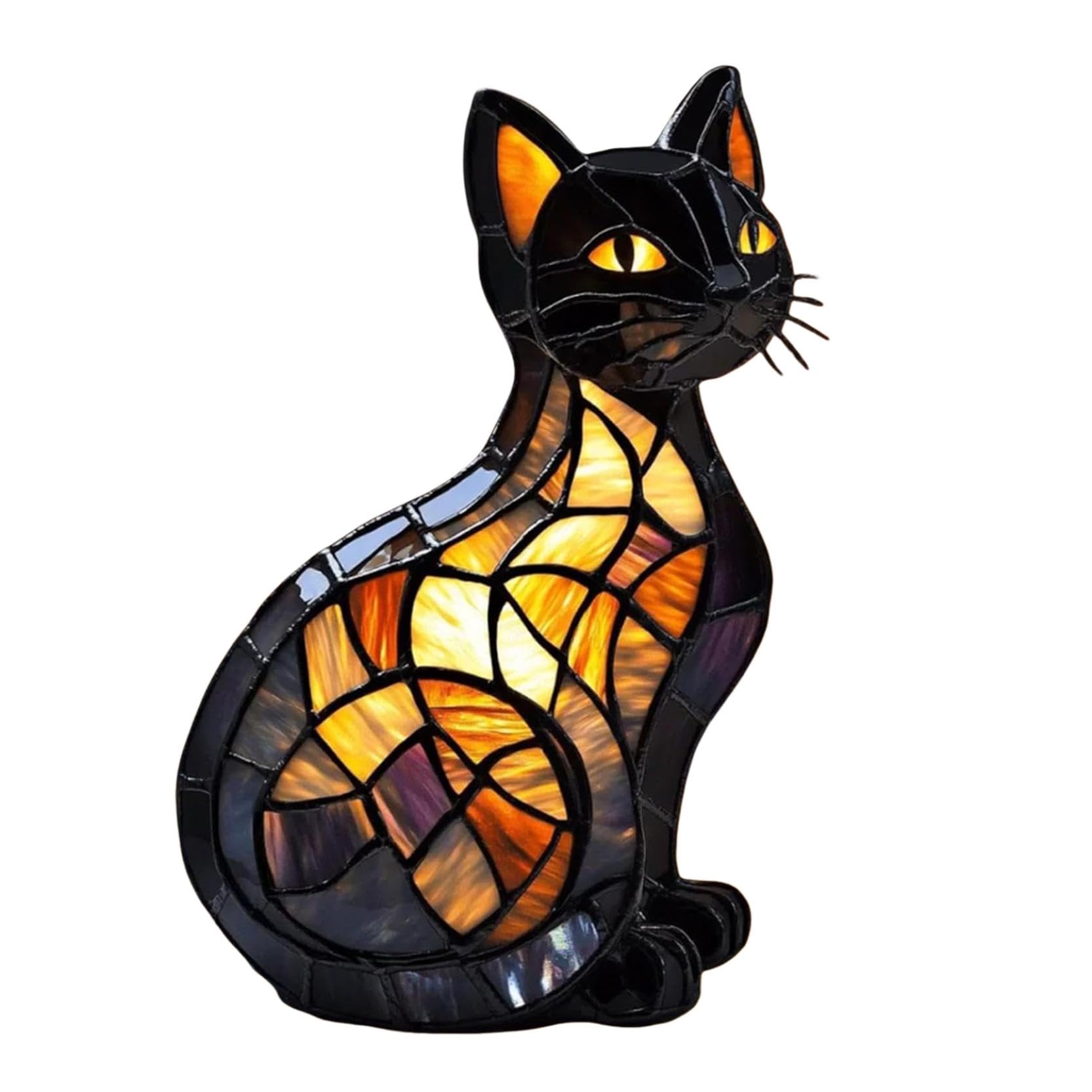 Cat Lamp,Cat Series Art Night Light,Stained Resin Cats Tabletop Desk Lamp Night Light,Cats Lamps for Cates Lovers,Home Room Bedroom Decor Gifts(B) — image 1