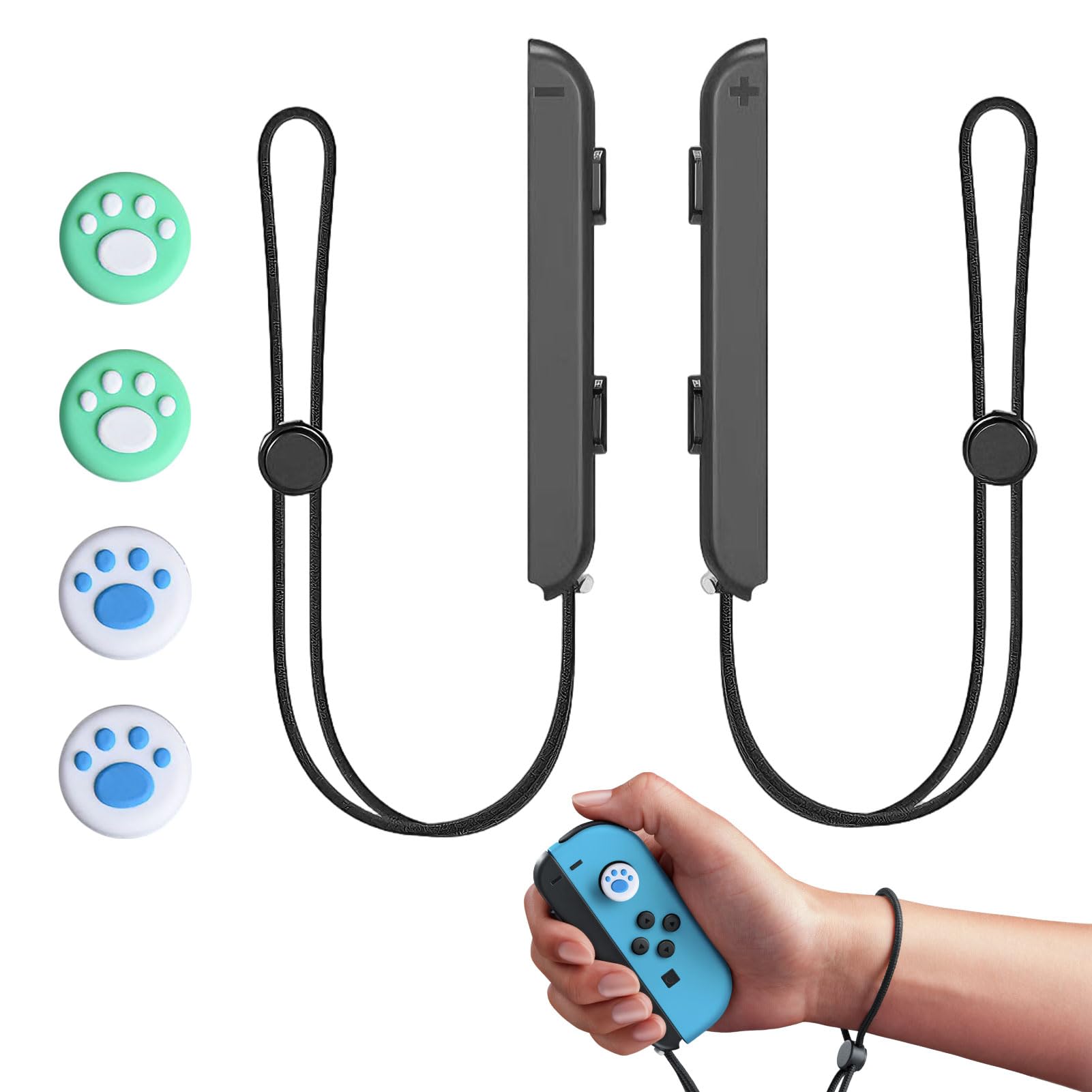 Kuugeo Manette pour Switch Dragonne, 6 pièces Dragonne pour Switch 1, Dragonne pour Switch, Dragone pour Switch, Manette Joycon pour Switch, Une paire de dragonnes avec quatre capuchons de joystick. - 2