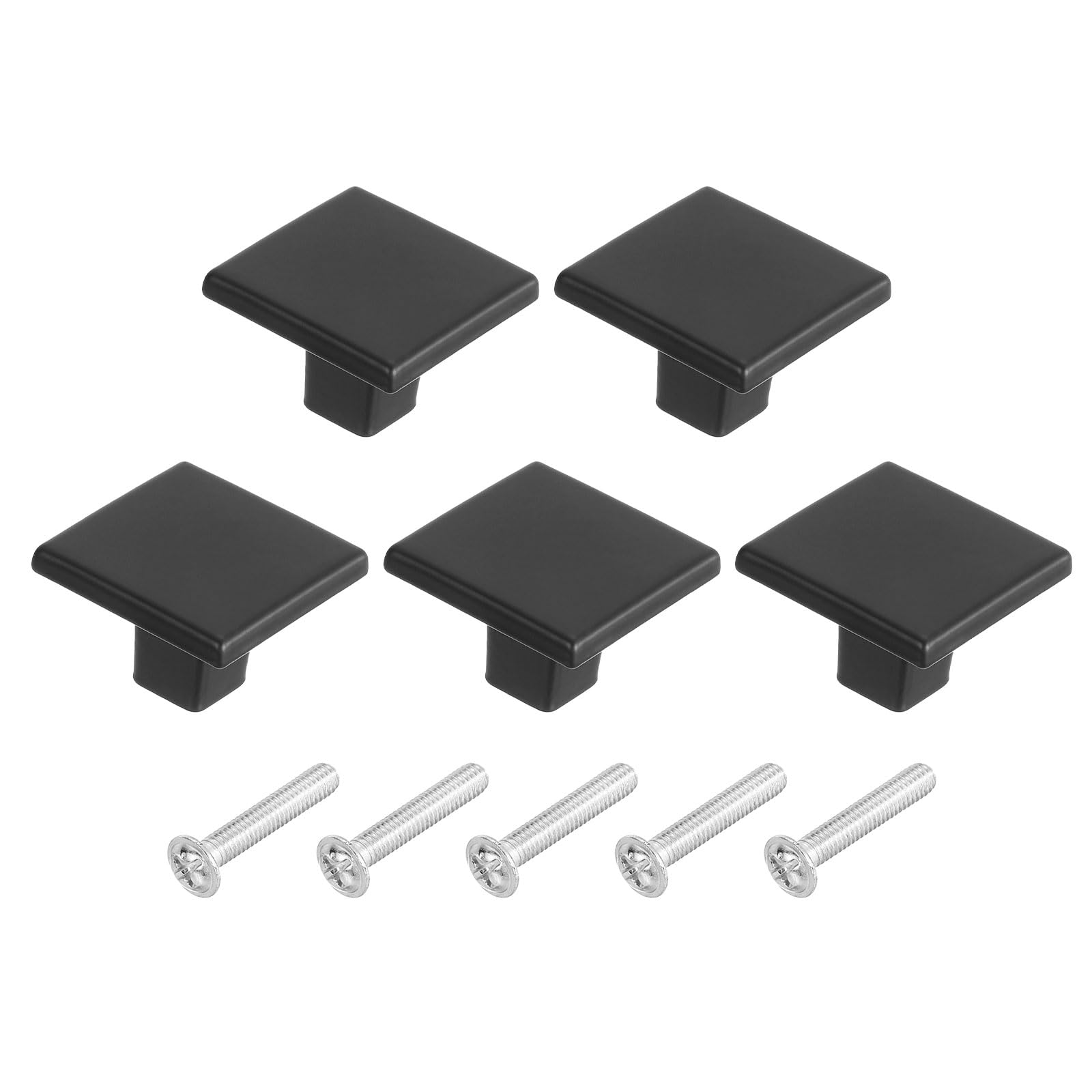 Boutons d'armoire carrés noirs uxcell en aluminium solide de 3,1 cm lot de 5