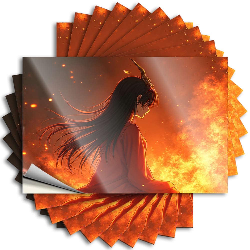 Quote Cool, Drinking Bottle A Figure with Long Hair and Horns Sits Amidst Fiery Flames | Cool Decor(8X12CM)