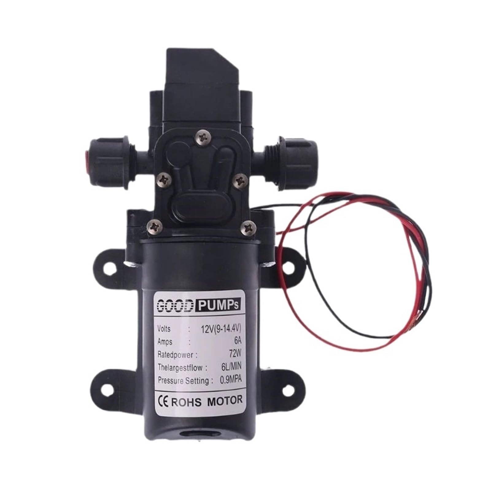 Genterun 12V 72W Dc12v 60W 120Psi 5L/Min Agricultural Electric Water Pump Black Micro High Pressure Diaphragm Water Sprayer Car Wash(12V 72W)