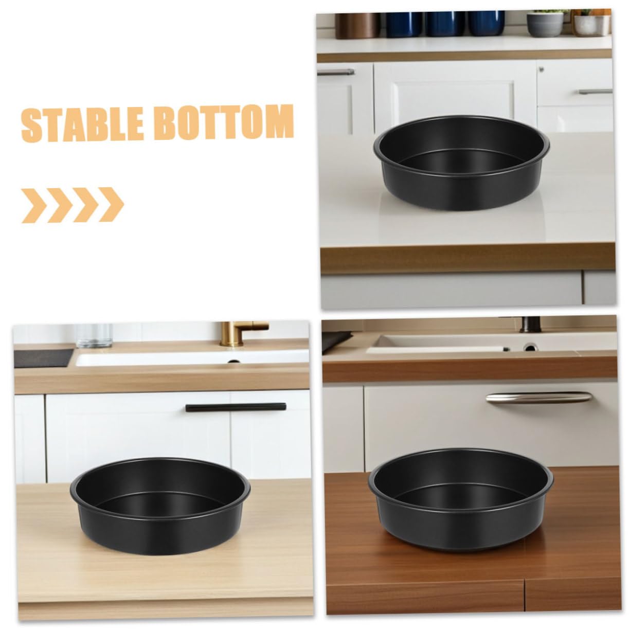 Moules à Gâteau Ronds en Acier au Carbone Noir Lot de 3 Antiadhésifs Bords Arrondis Sécurisés pour Pâtisserie et Desserts Maison au Four