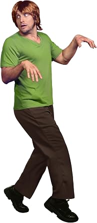 Arvilhill Mens Halloween Shaggy Costumes Cosplay Green Shirt and Brown Pants