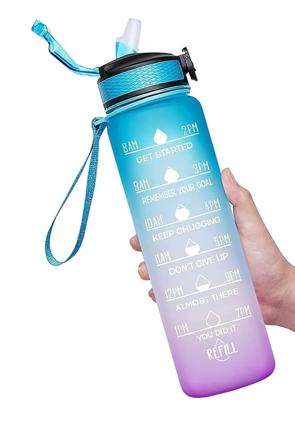 MKY Sipper Water Bottle for adults 1 Litre, Leakproof, BPA-Free & Durable Tritan, Water Bottle for Gym, Kids, School & Office, Motivational Time Marker, 1Ltr Sipper Bottle with straw-image-15