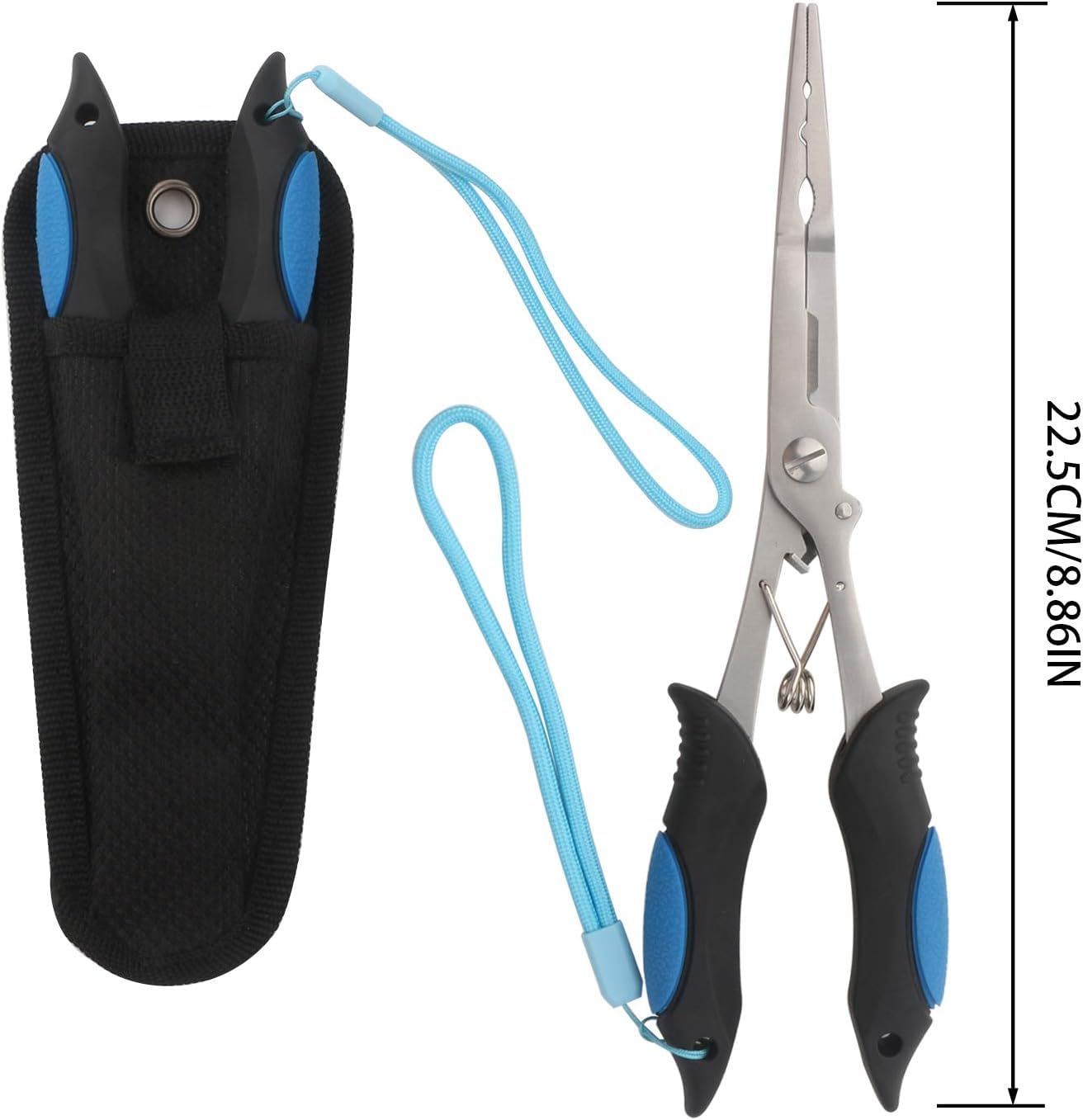 Pinze da pesca a becco lungo in acciaio inox per rimuovere ami, anelli divisi, pinze per pesci con cordino porta pesce, attrezzatura per la pesca a mosca del ghiaccio