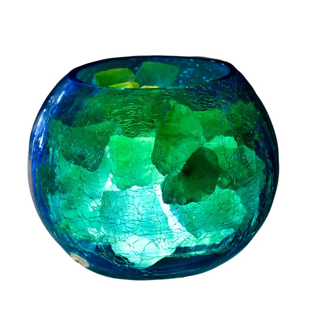 Lámpara de sal del Himalaya con textura de grietas de hielo, luz nocturna de cristal tallada a mano para purificar el aire, regalos, masajes, decoración verde