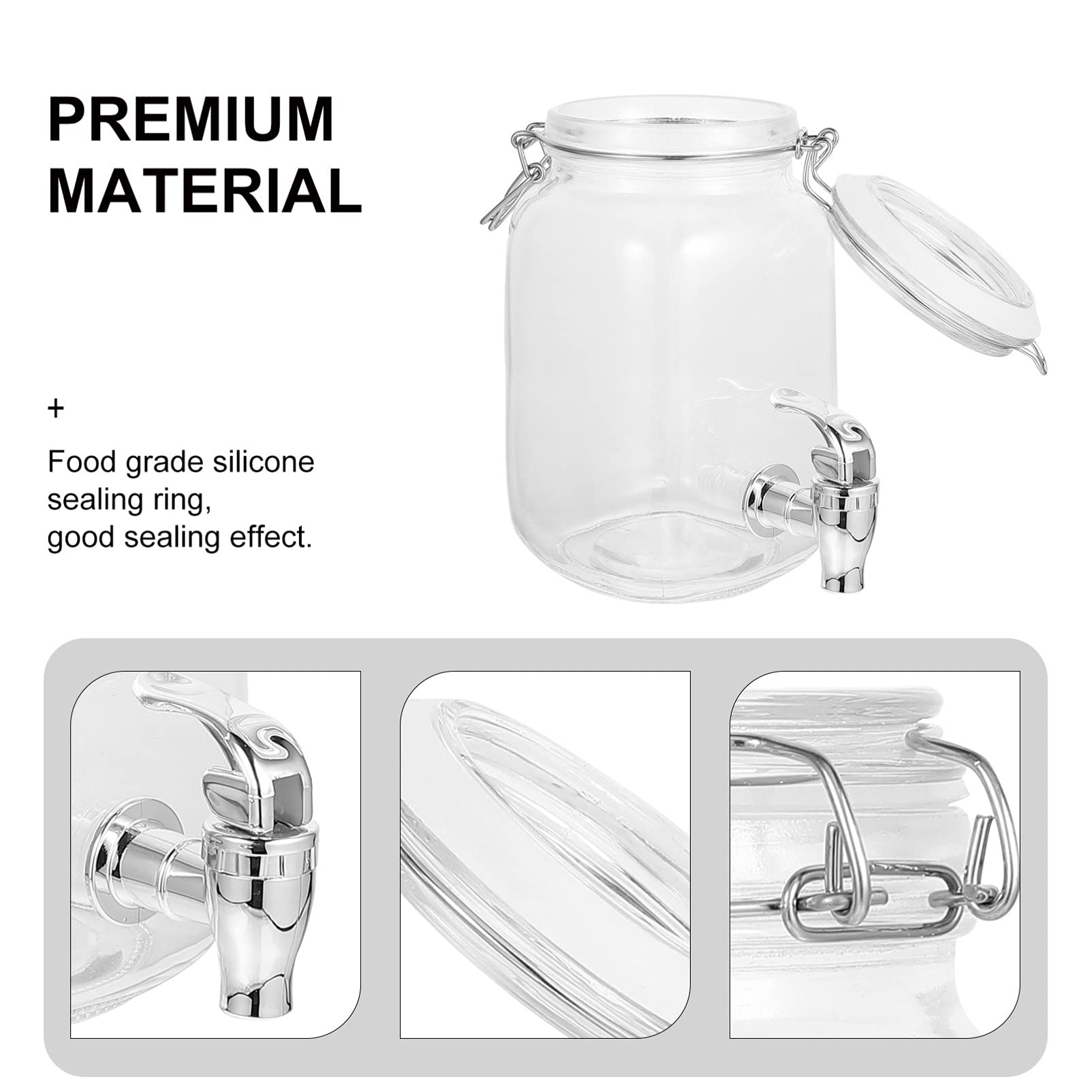 1,5 L Dispensador de Bebidas de Vidrio y Tapa Sellada con Grifo