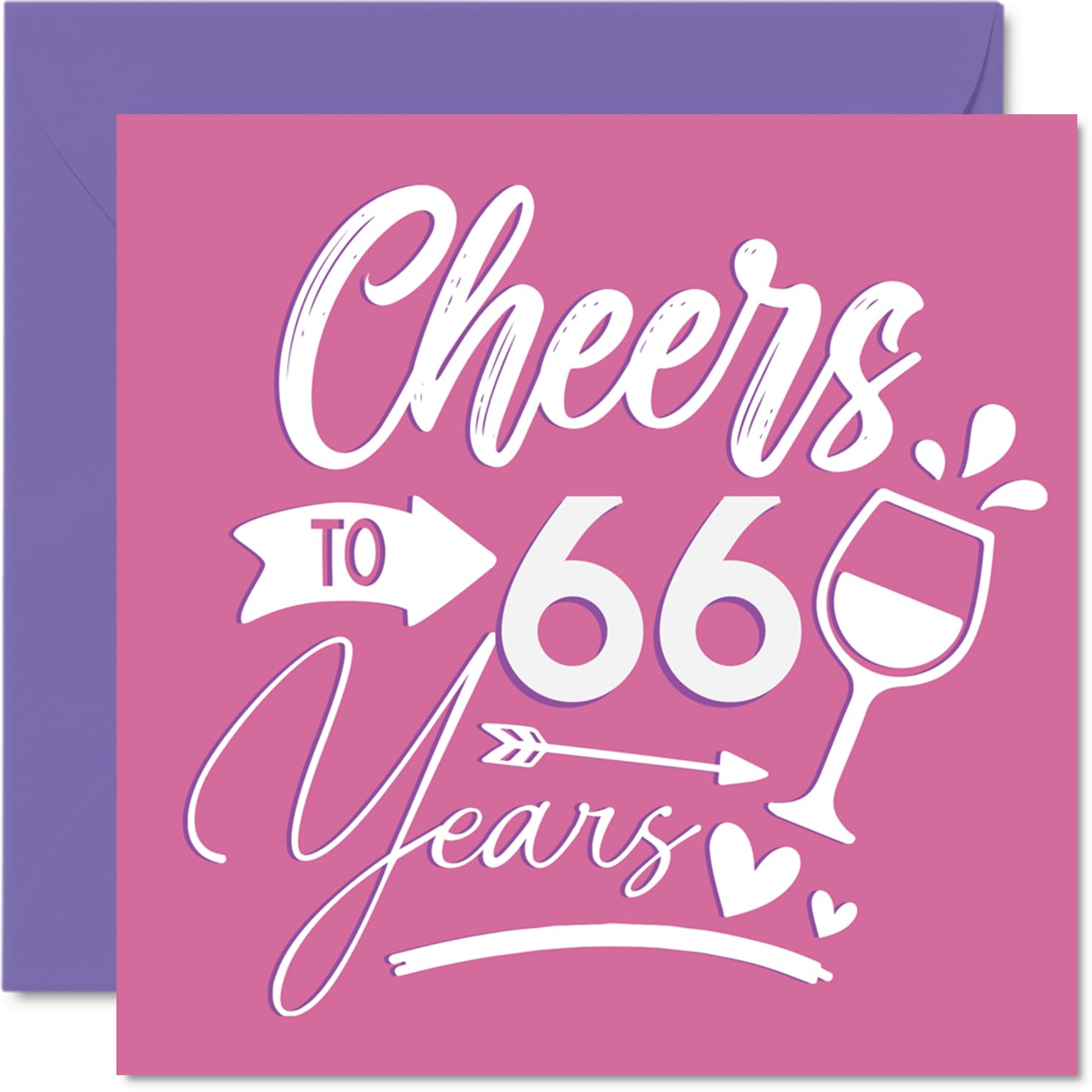 66th Birthday Cards for Women - Cheers - Happy Birthday Card for 66 Year Old Woman Nanny Sister Friend Wife, 145mm Bday Greeting Cards