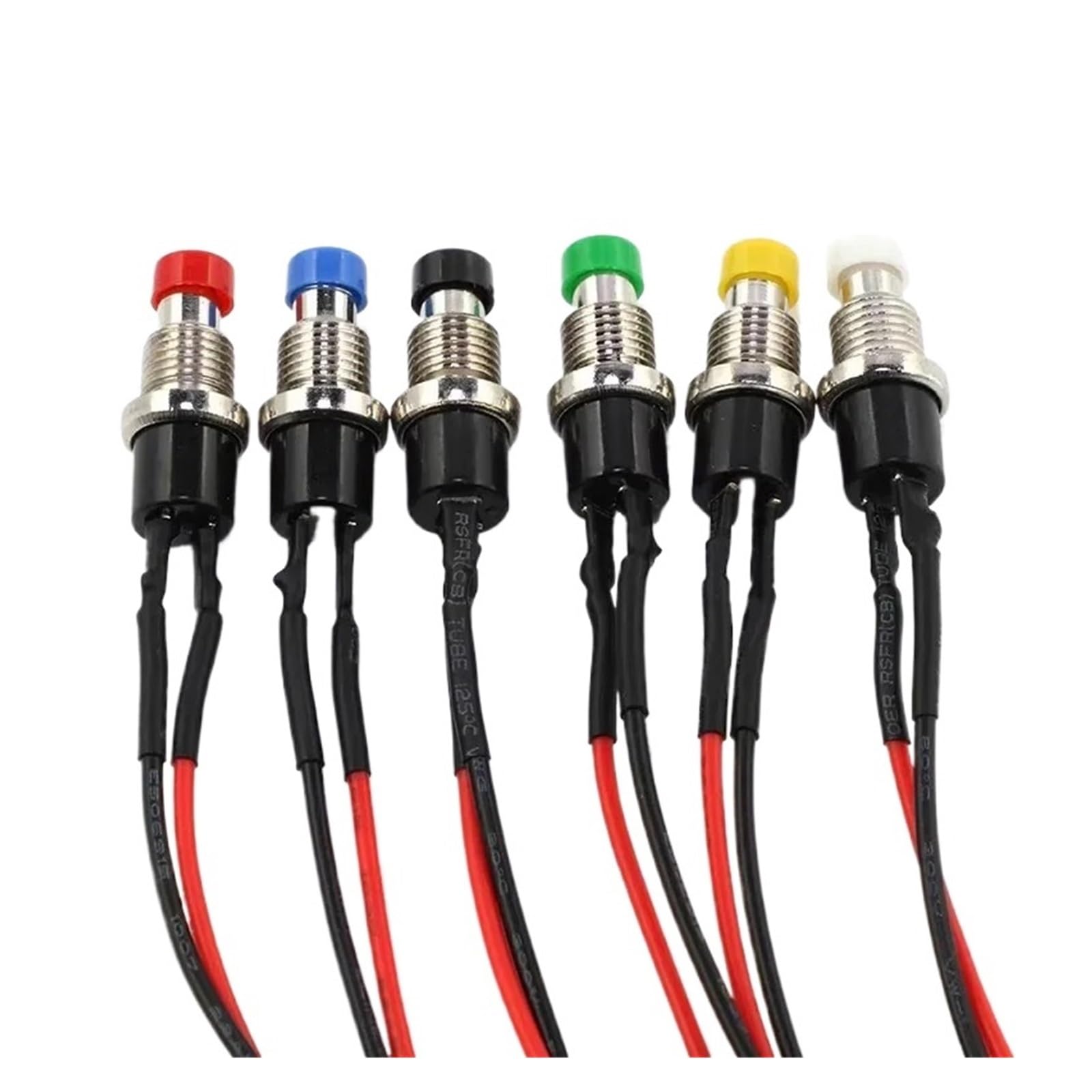 Mini bouton poussoir momentané SPST bleu précâblé pour un montage électrique sans soudure