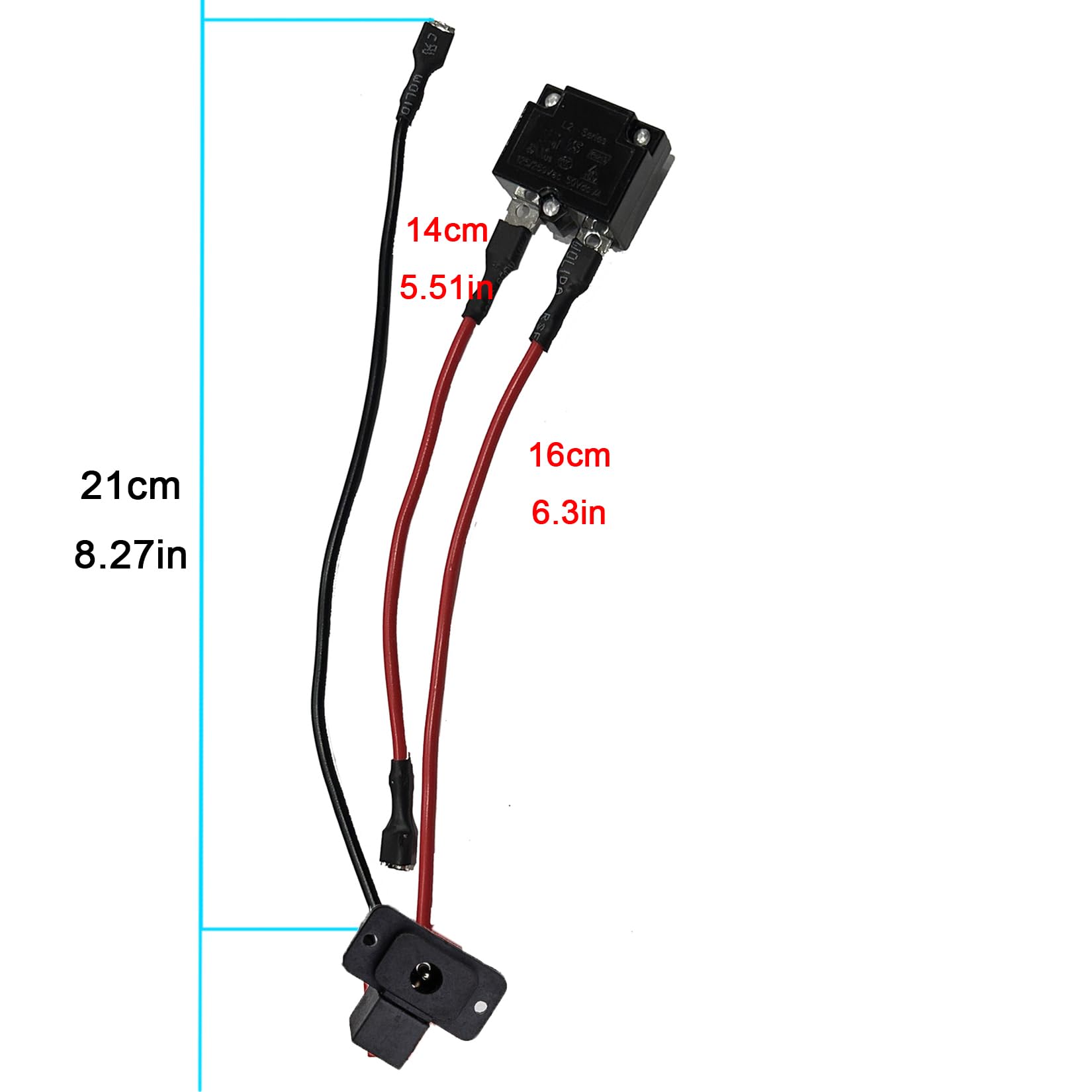 VitalKos 5.5mm Circular Socket Charger Battery Connection Line with 17A Fuse for Lead Acid Battery,Kids Ride on Toys,(Line-12V-02 Circular)