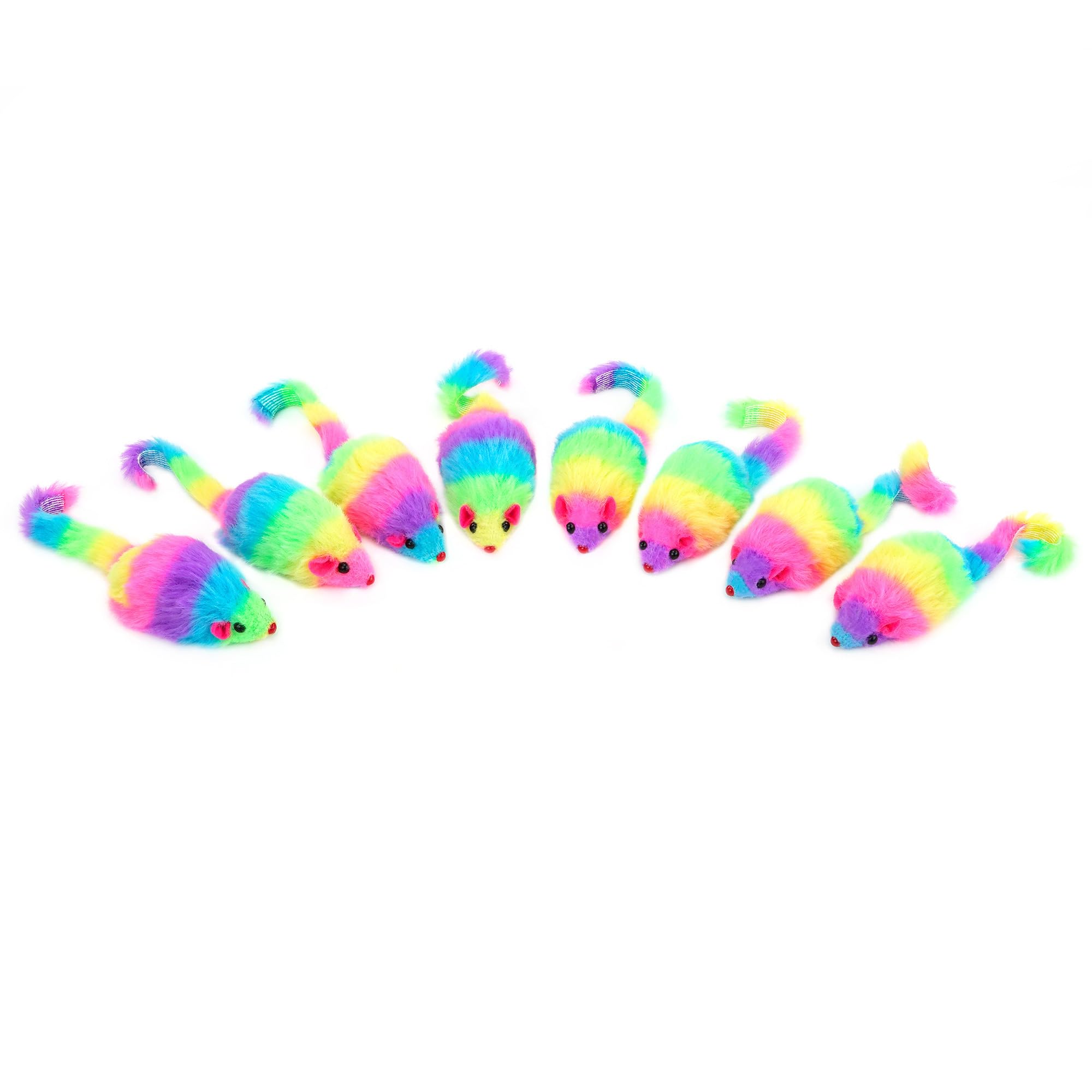 Chiwava 24 pezzi da 2,8" arcobaleno giocattolo peloso per gatti con sonaglio gioco interattivo a forma di topo