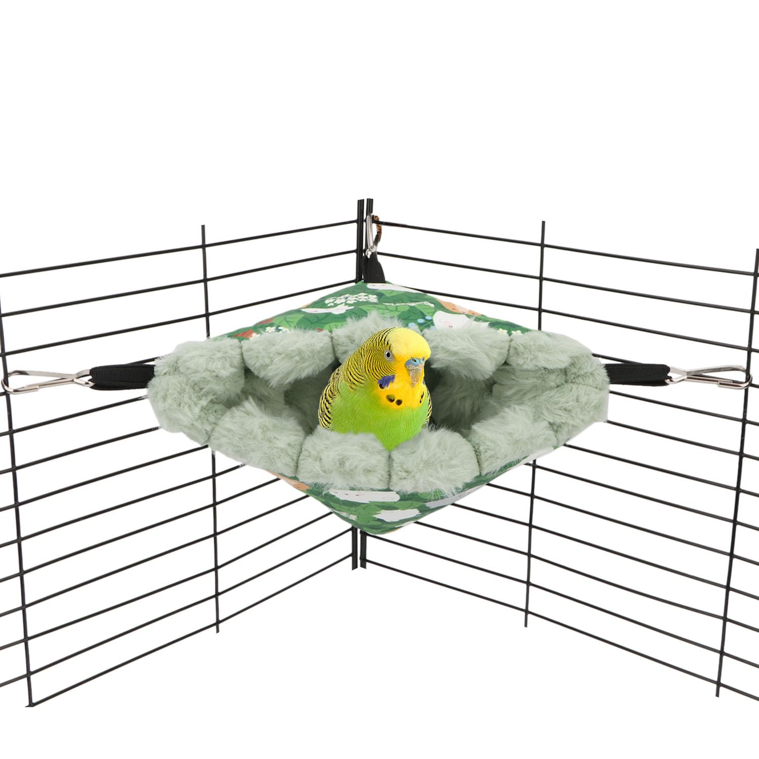 Wontee Bird Nest House Winter Warm Hanging Hammock Bird Bed Snuggle Hut for Parakeets Budgies Caique Conures Cockatiels (Small, Green)
