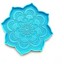 Blue Epoxy Resin Silicone Molds for Mandala Coaster Making - 4.9x4.9x0.2 Inches Reusable Casting Tools, DIY Craft Home Decor and Flower Tray Molds