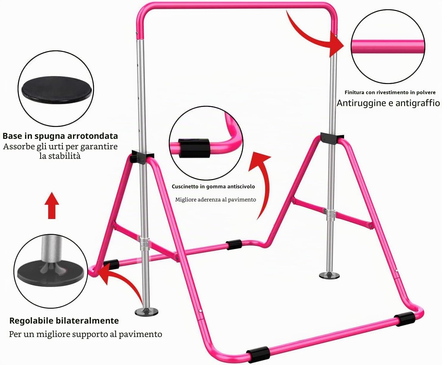 barra telescopica pieghevole per ginnastica in altezza regolabile barra orizzontale fitness arrampicata torre casa palestra per bambini