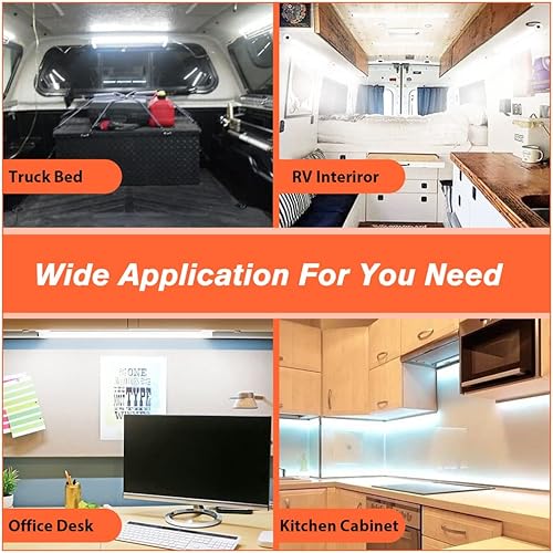 Miniatura 8 de WELLUCK Barra de luz LED interior de 12 V, tira de luz interior COB de 1600 lm con interruptor para automóvil, remolque, cama de camión, camioneta,