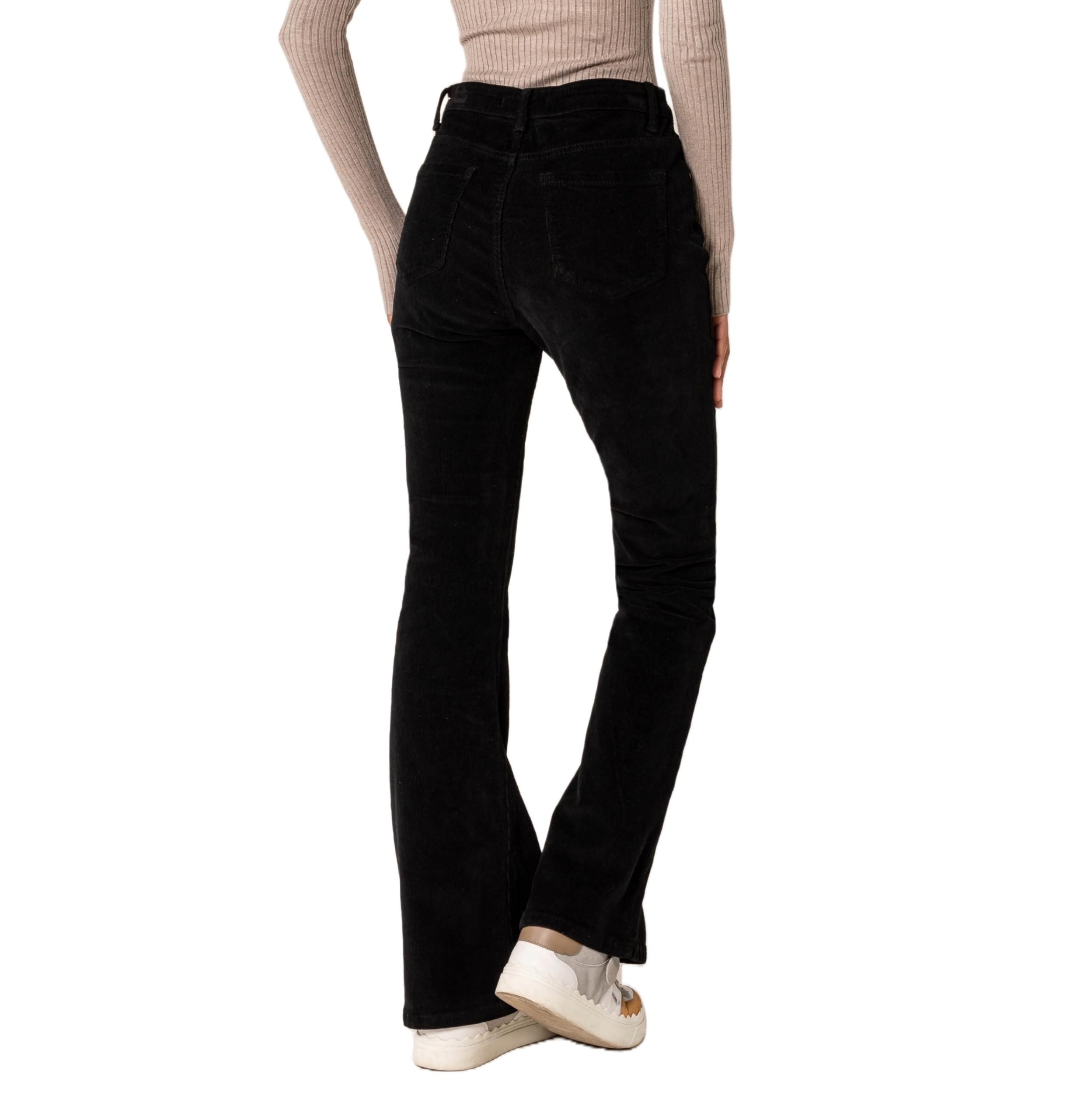 Nina Carter J221 - Pantaloni da donna a vita alta, in velluto a coste, stile vintage