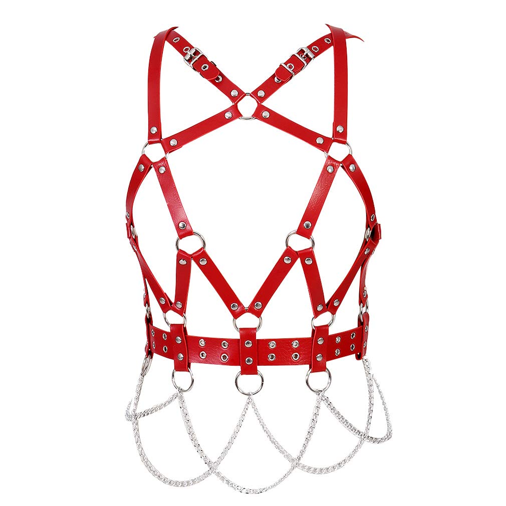 Frauen Vollleder Geschirr BodyChain Taille Strumpfgürtel Set Punk Festival Tanz Rave Kostüme