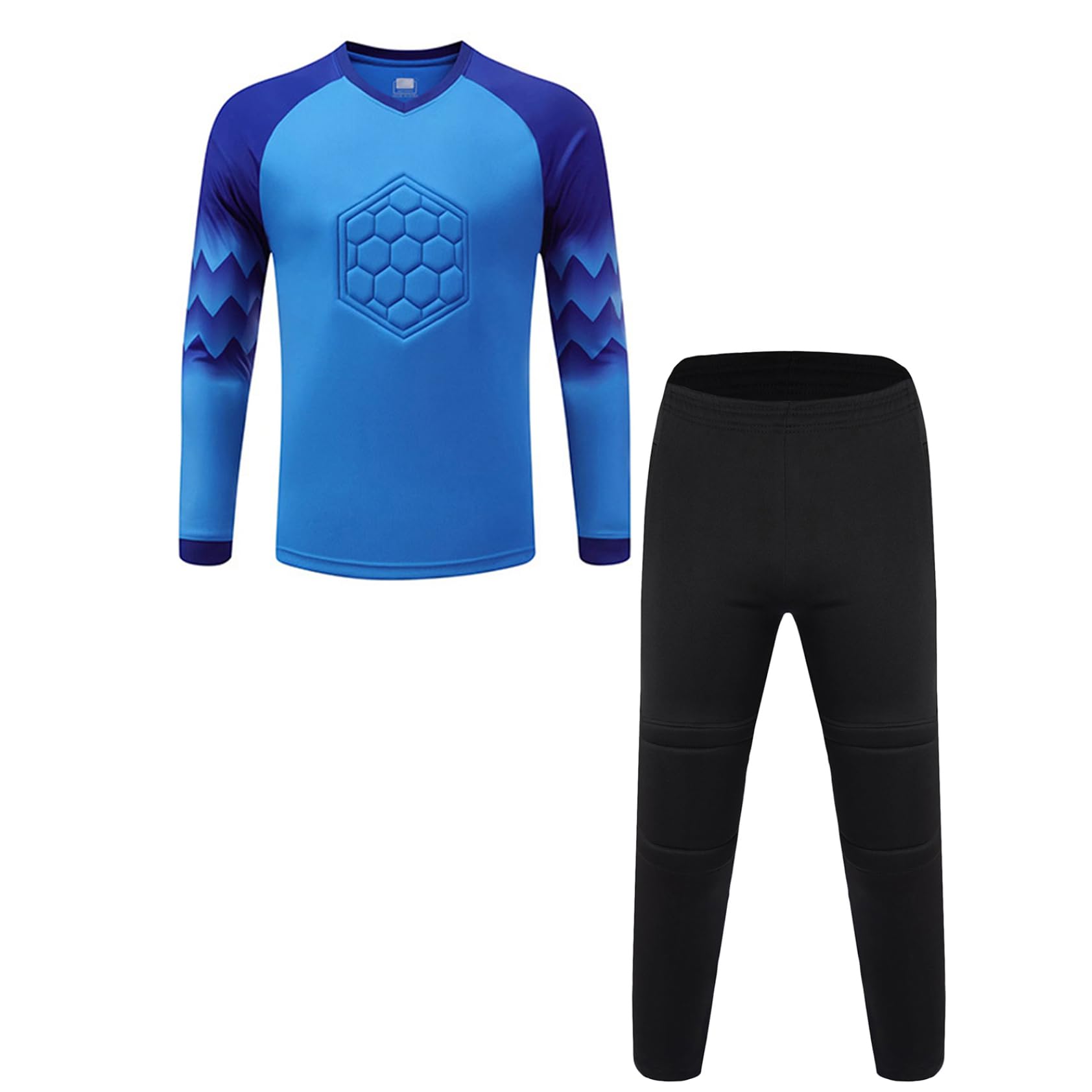 Maillot de Gardien de Foot Enfant Garçon Gardien de But Football avec Pantalon Ensemble Tenue de Foot