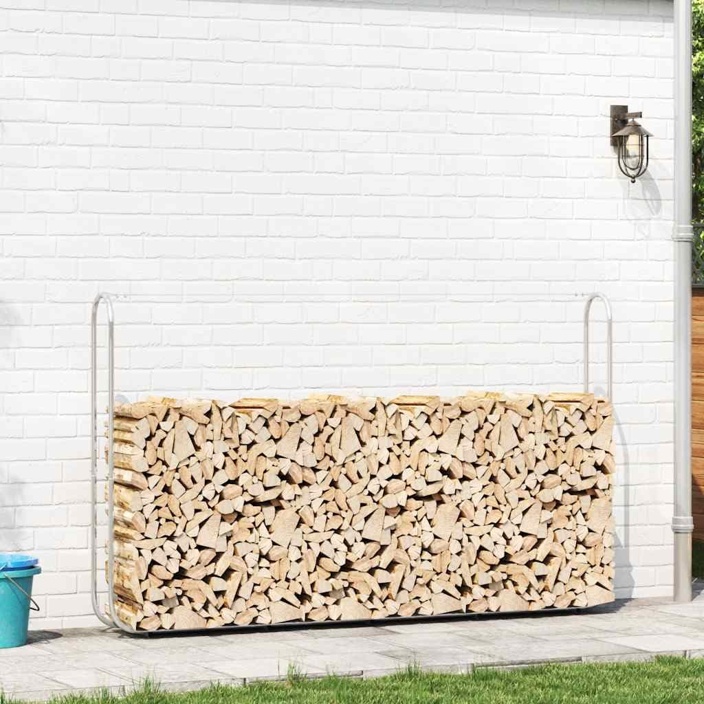 Kaminholzregal aus verzinktem Stahl 250x25x150 cm mit Stahldraht für Brennholz Lagerung im Garten Terrasse und Innenbereich, robust und wetterbeständig für Ofen und Kamin