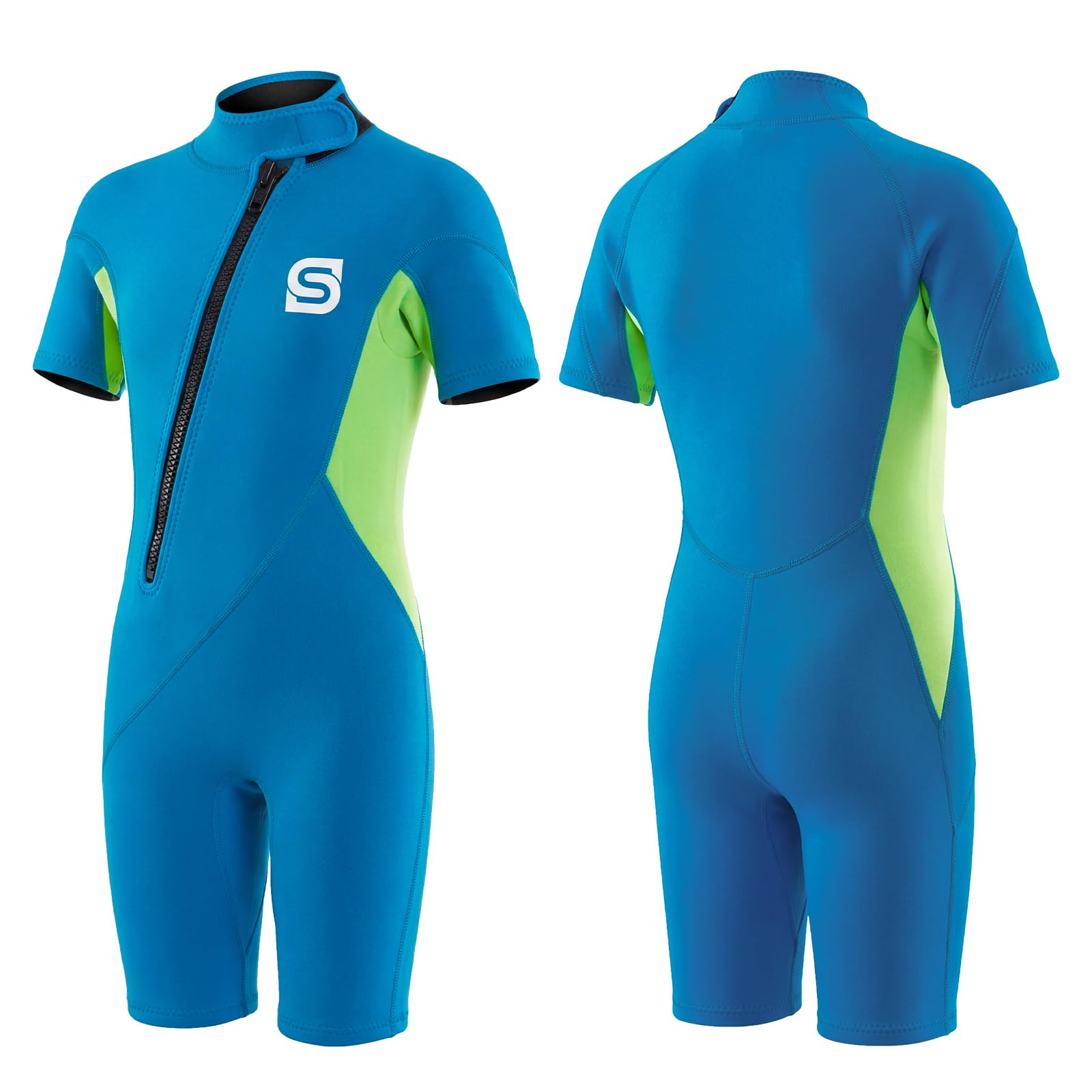 Muta per bambini, 2 mm, per ragazze e ragazzi, costume da bagno in neoprene termico caldo protezione solare con cerniera frontale ultra elasticizzata muta per sport acquatici